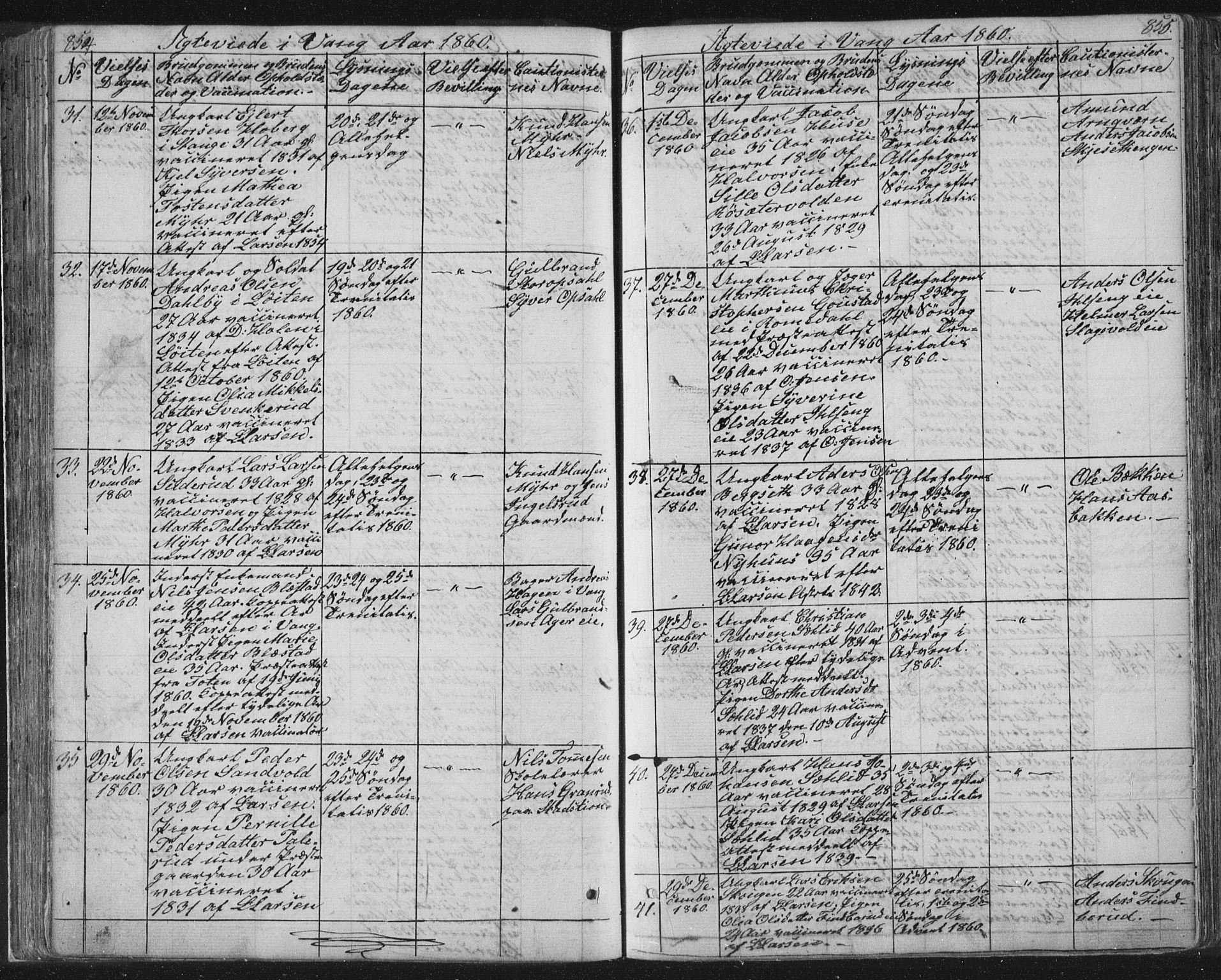 Vang prestekontor, Hedmark, SAH/PREST-008/H/Ha/Hab/L0010B: Parish register (copy) no. 10b, 1854-1896, p. 854-855