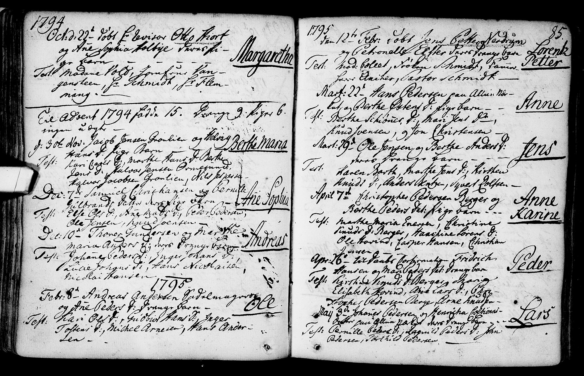 Gamlebyen prestekontor Kirkebøker, SAO/A-10884/F/Fa/L0001: Parish register (official) no. 1, 1734-1818, p. 85