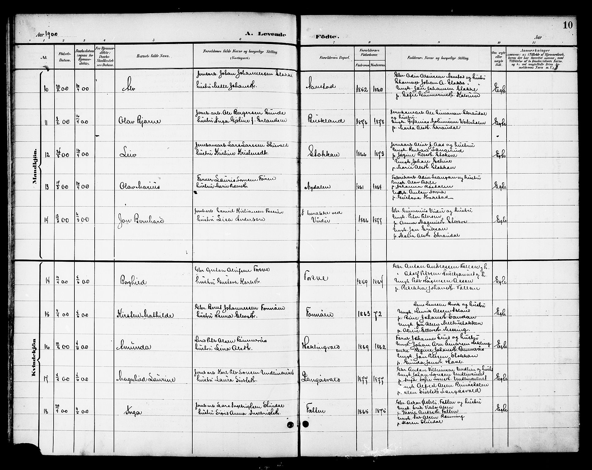 Ministerialprotokoller, klokkerbøker og fødselsregistre - Nord-Trøndelag, AV/SAT-A-1458/714/L0135: Parish register (copy) no. 714C04, 1899-1918, p. 10