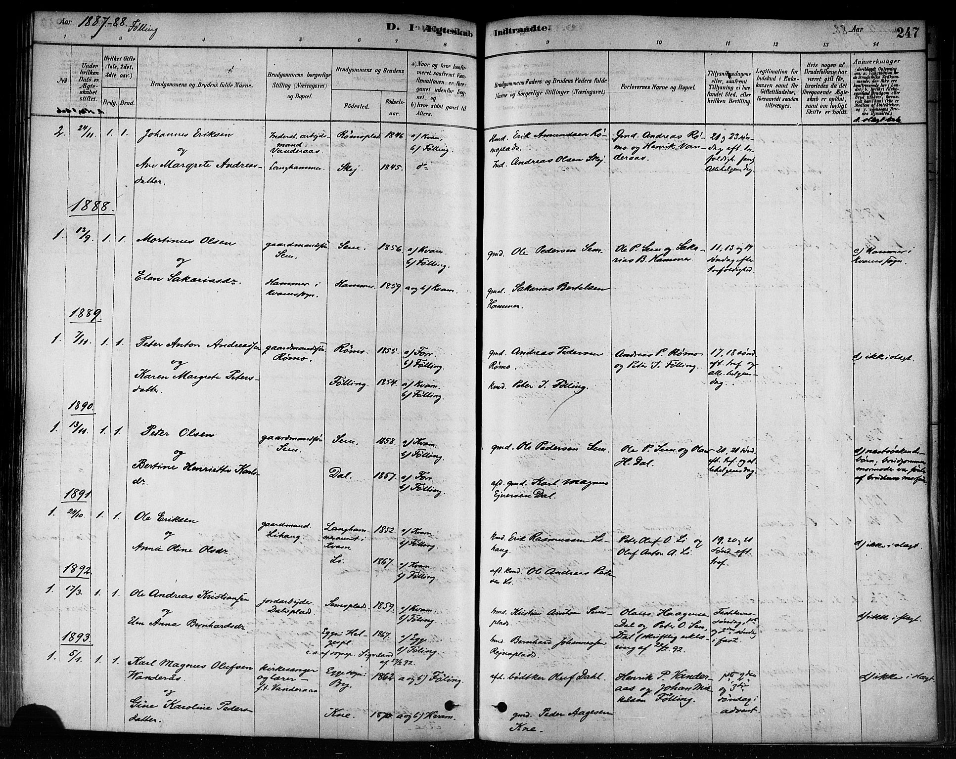 Ministerialprotokoller, klokkerbøker og fødselsregistre - Nord-Trøndelag, AV/SAT-A-1458/746/L0449: Parish register (official) no. 746A07 /3, 1878-1899, p. 247