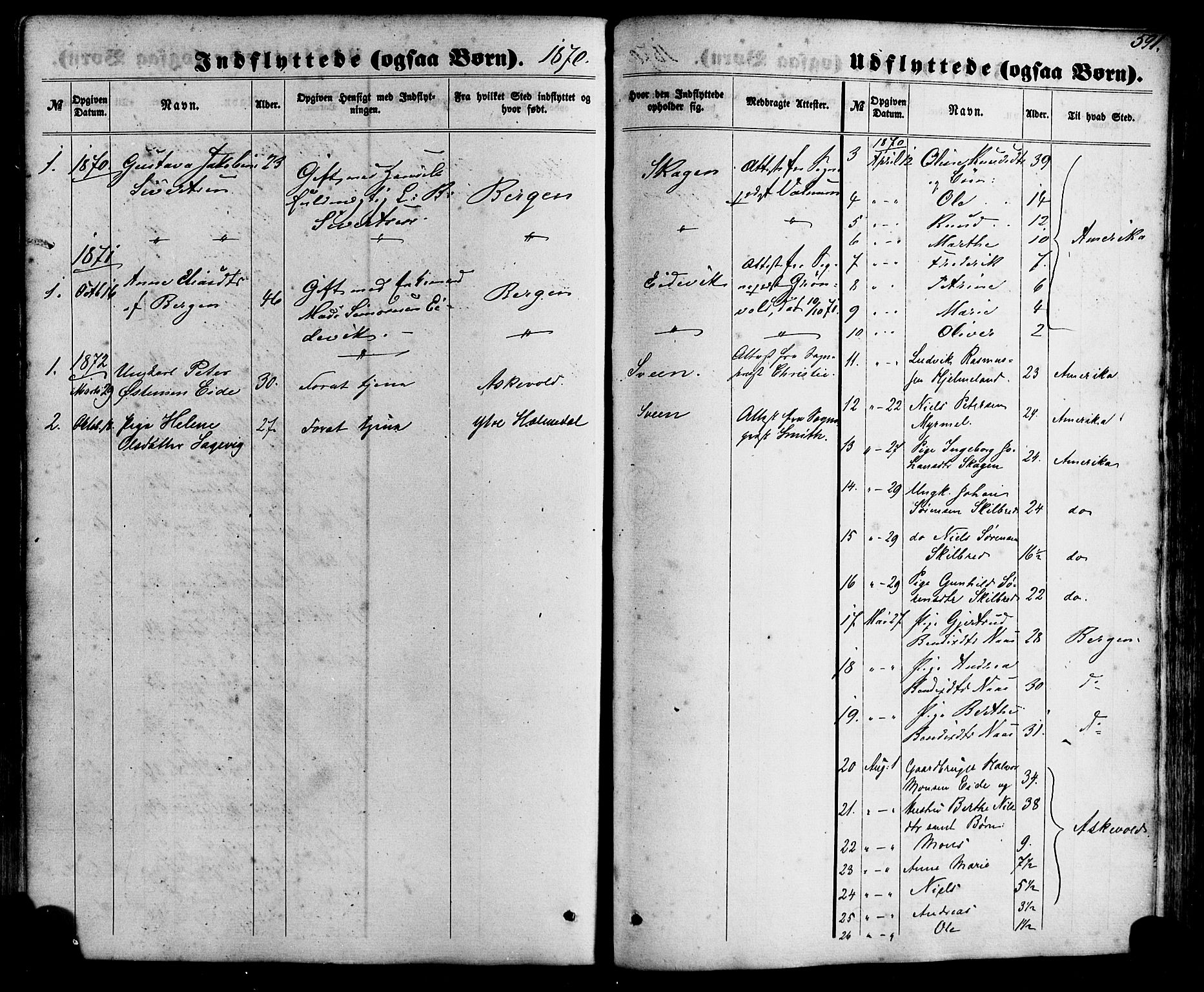 Gaular sokneprestembete, AV/SAB-A-80001/H/Haa: Parish register (official) no. A 5, 1860-1881, p. 591