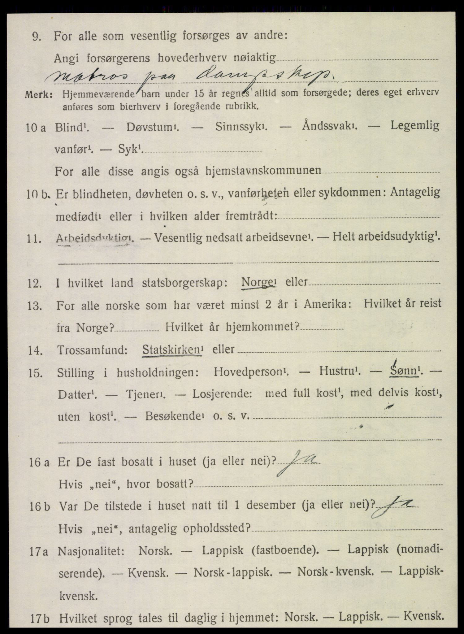 SAT, 1920 census for Vega, 1920, p. 1922
