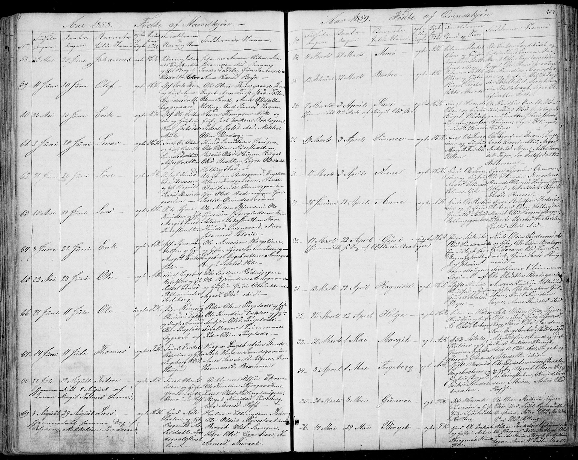 Ål kirkebøker, AV/SAKO-A-249/F/Fa/L0006: Parish register (official) no. I 6, 1849-1864, p. 207