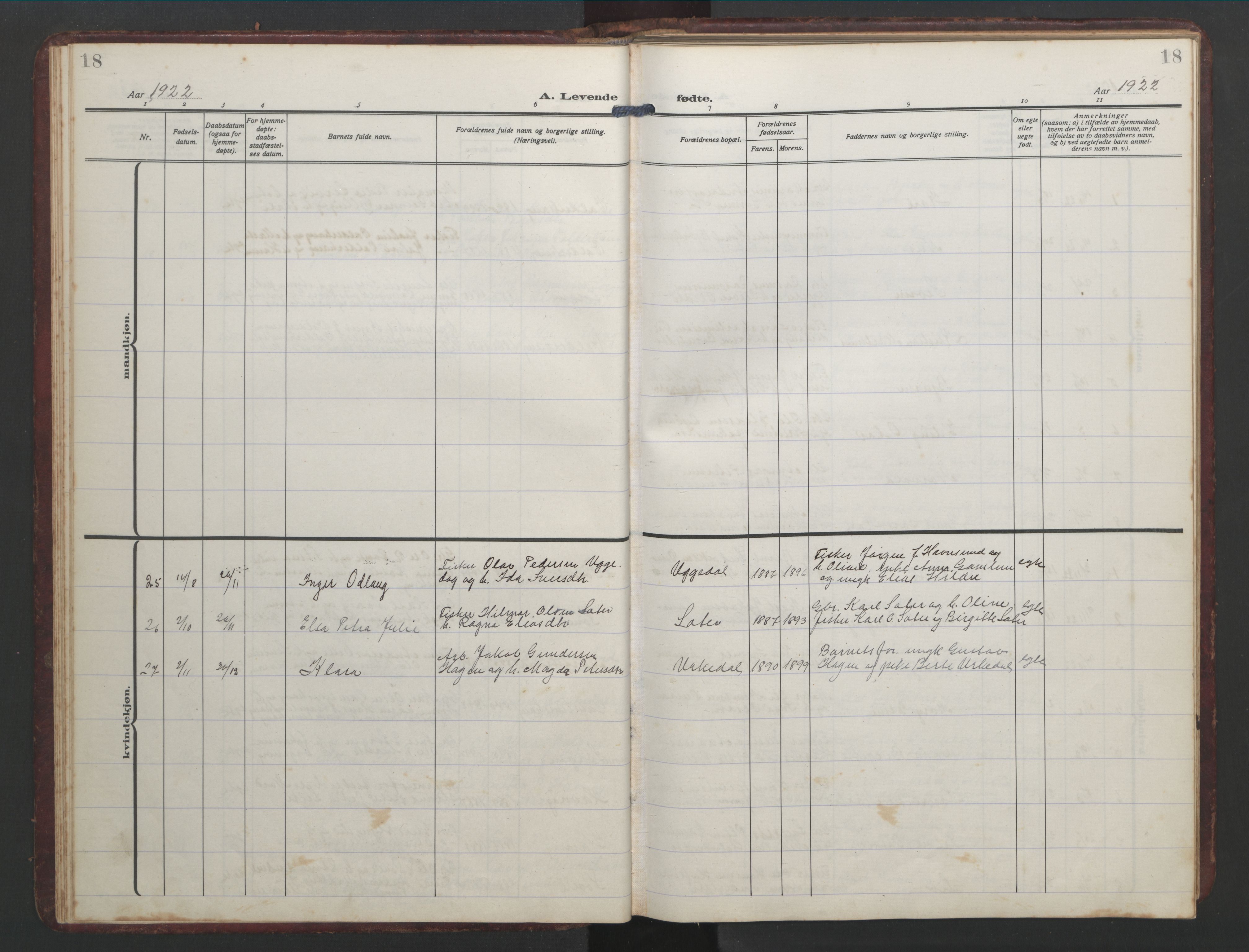 Ministerialprotokoller, klokkerbøker og fødselsregistre - Møre og Romsdal, AV/SAT-A-1454/526/L0384: Parish register (copy) no. 526C01, 1917-1952, p. 18