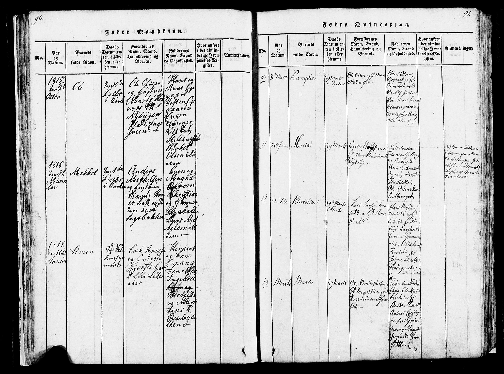 Løten prestekontor, SAH/PREST-022/K/Ka/L0005: Parish register (official) no. 5, 1814-1832, p. 90-91