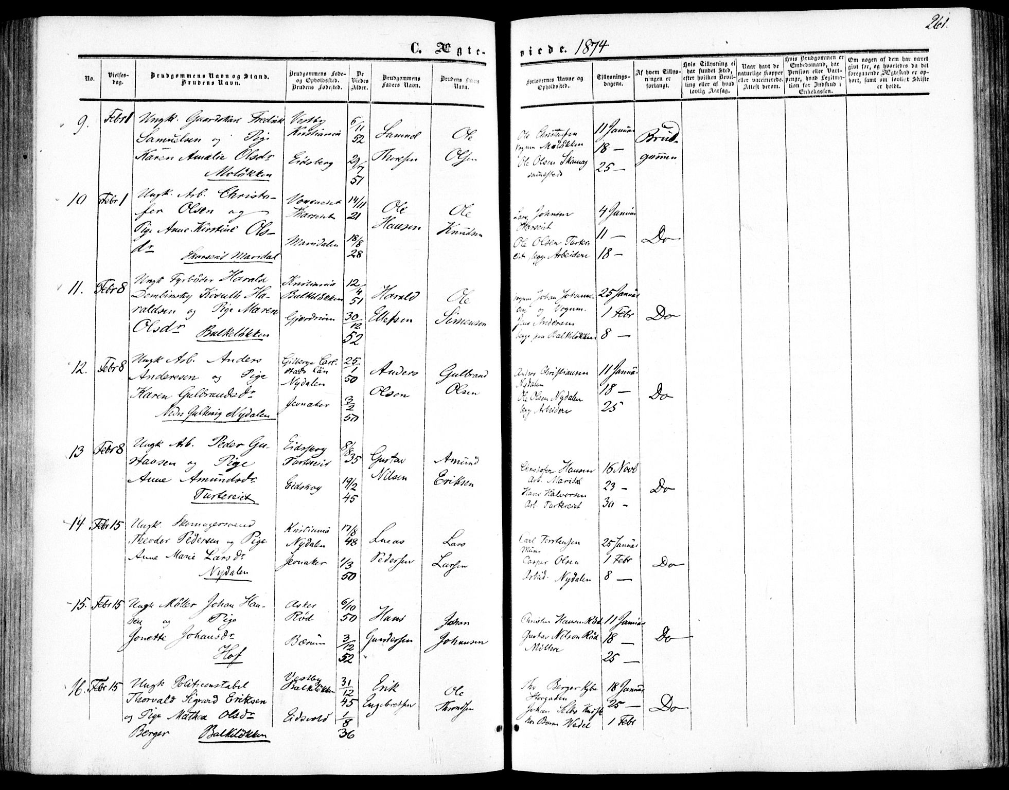 Vestre Aker prestekontor Kirkebøker, AV/SAO-A-10025/F/Fa/L0002: Parish register (official) no. 2, 1855-1877, p. 261