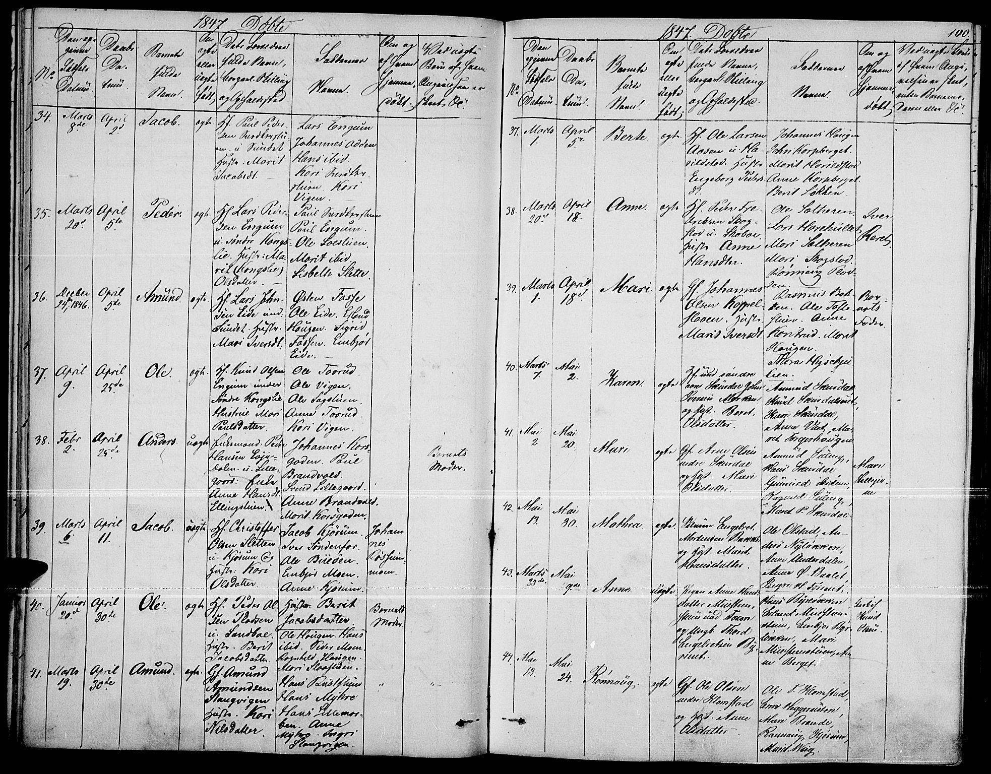 Fron prestekontor, AV/SAH-PREST-078/H/Ha/Haa/L0004: Parish register (official) no. 4, 1839-1848, p. 100