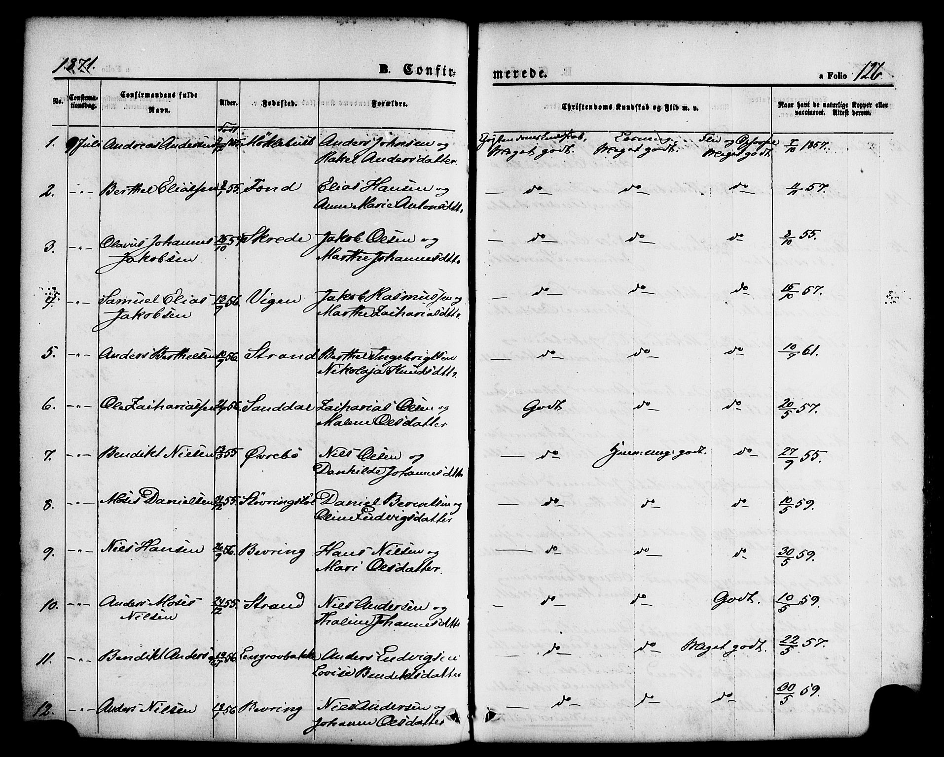 Jølster sokneprestembete, AV/SAB-A-80701/H/Haa/Haaa/L0011: Parish register (official) no. A 11, 1866-1881, p. 126