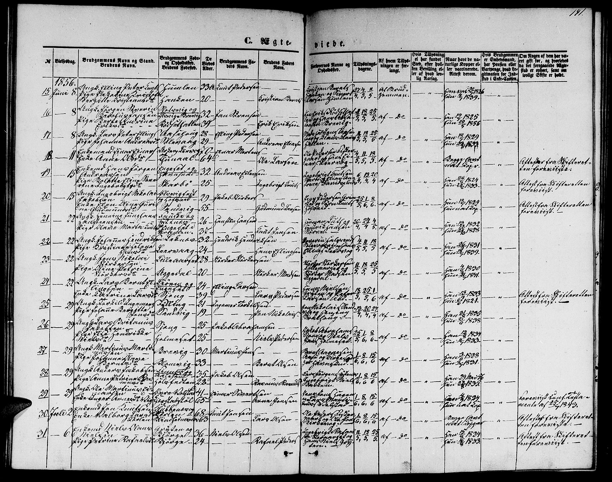 Ministerialprotokoller, klokkerbøker og fødselsregistre - Møre og Romsdal, AV/SAT-A-1454/528/L0427: Parish register (copy) no. 528C08, 1855-1864, p. 141