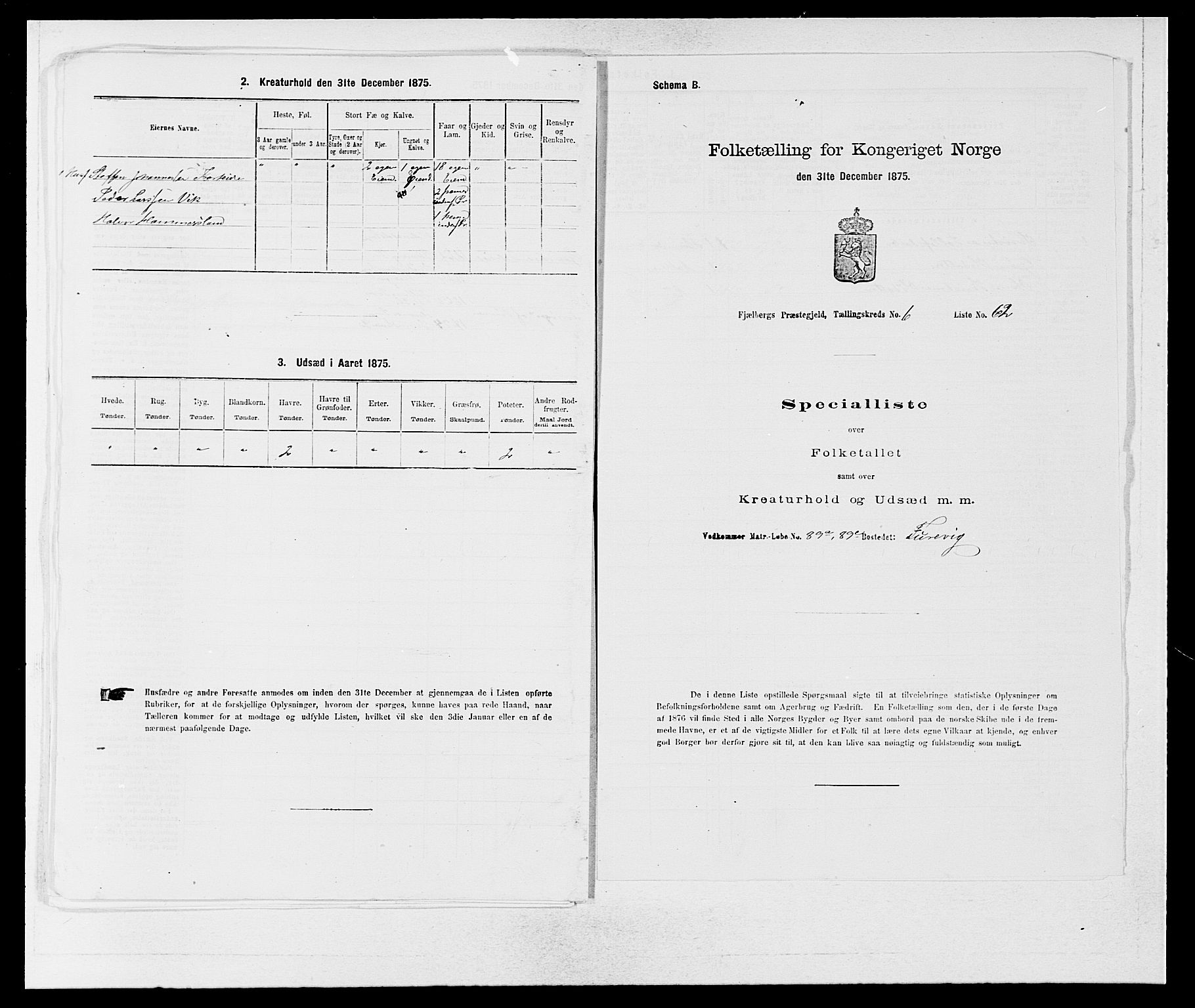 SAB, 1875 census for 1213P Fjelberg, 1875, p. 719