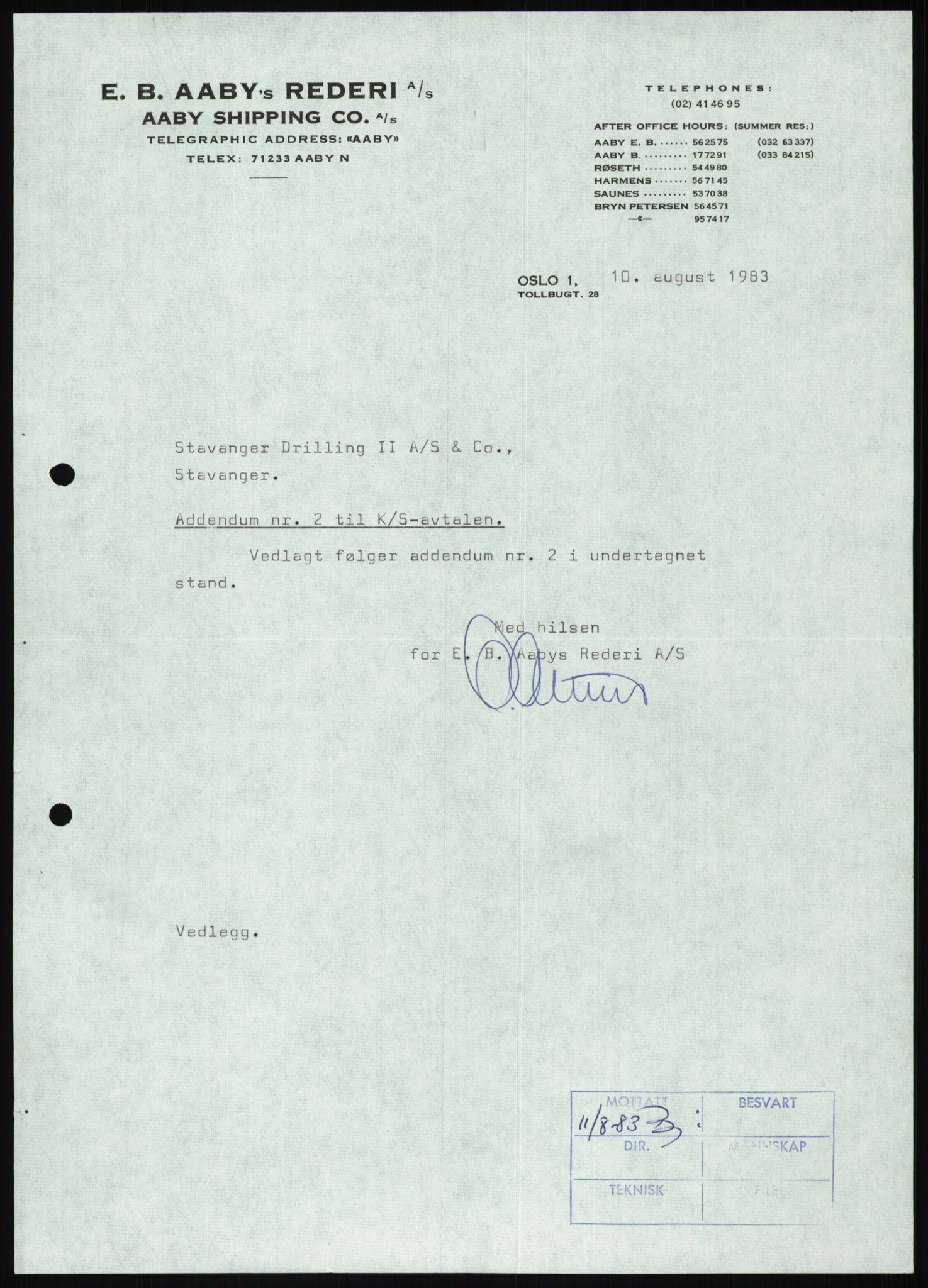 Pa 1503 - Stavanger Drilling AS, AV/SAST-A-101906/D/L0006: Korrespondanse og saksdokumenter, 1974-1984, p. 373