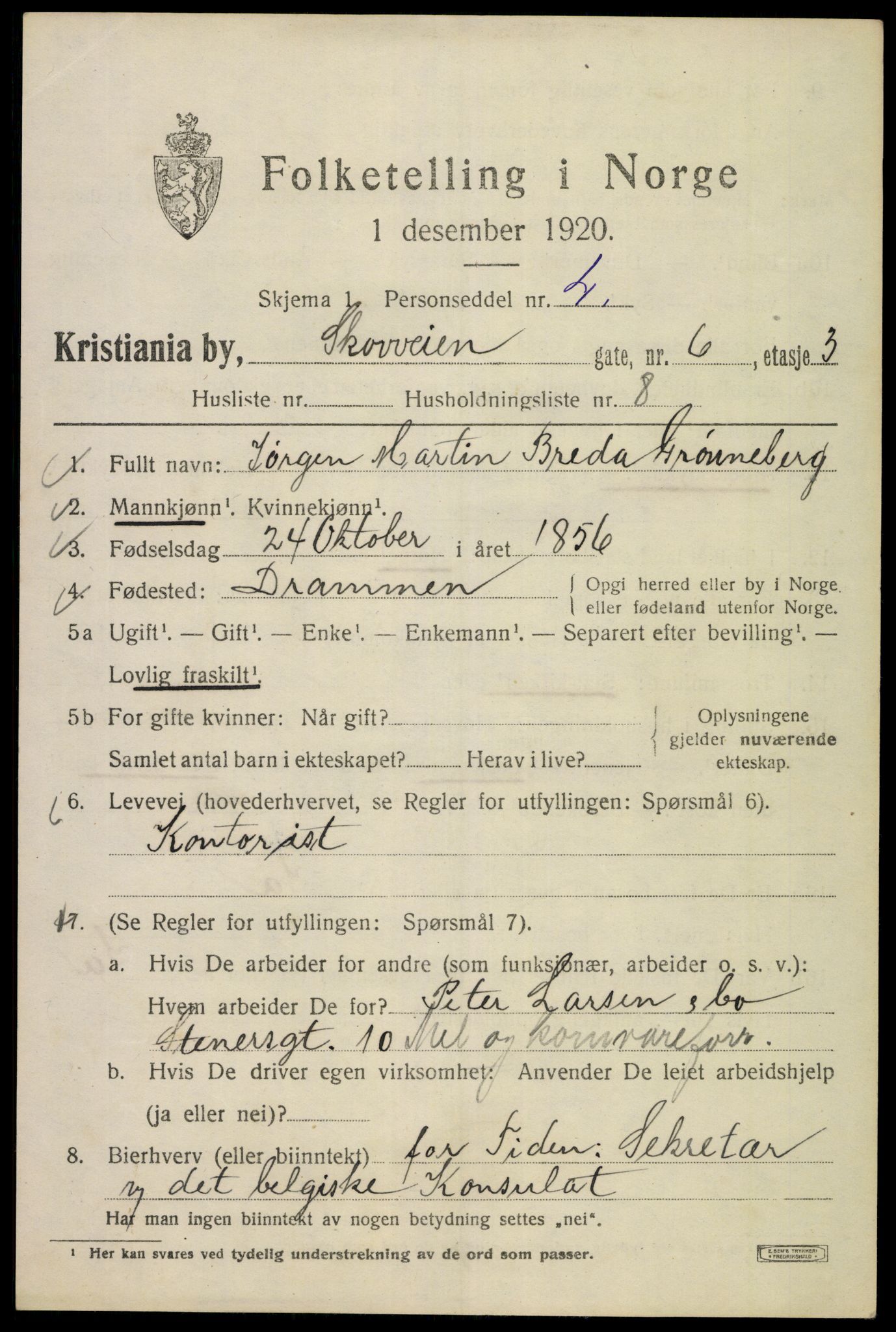 SAO, 1920 census for Kristiania, 1920, p. 515669