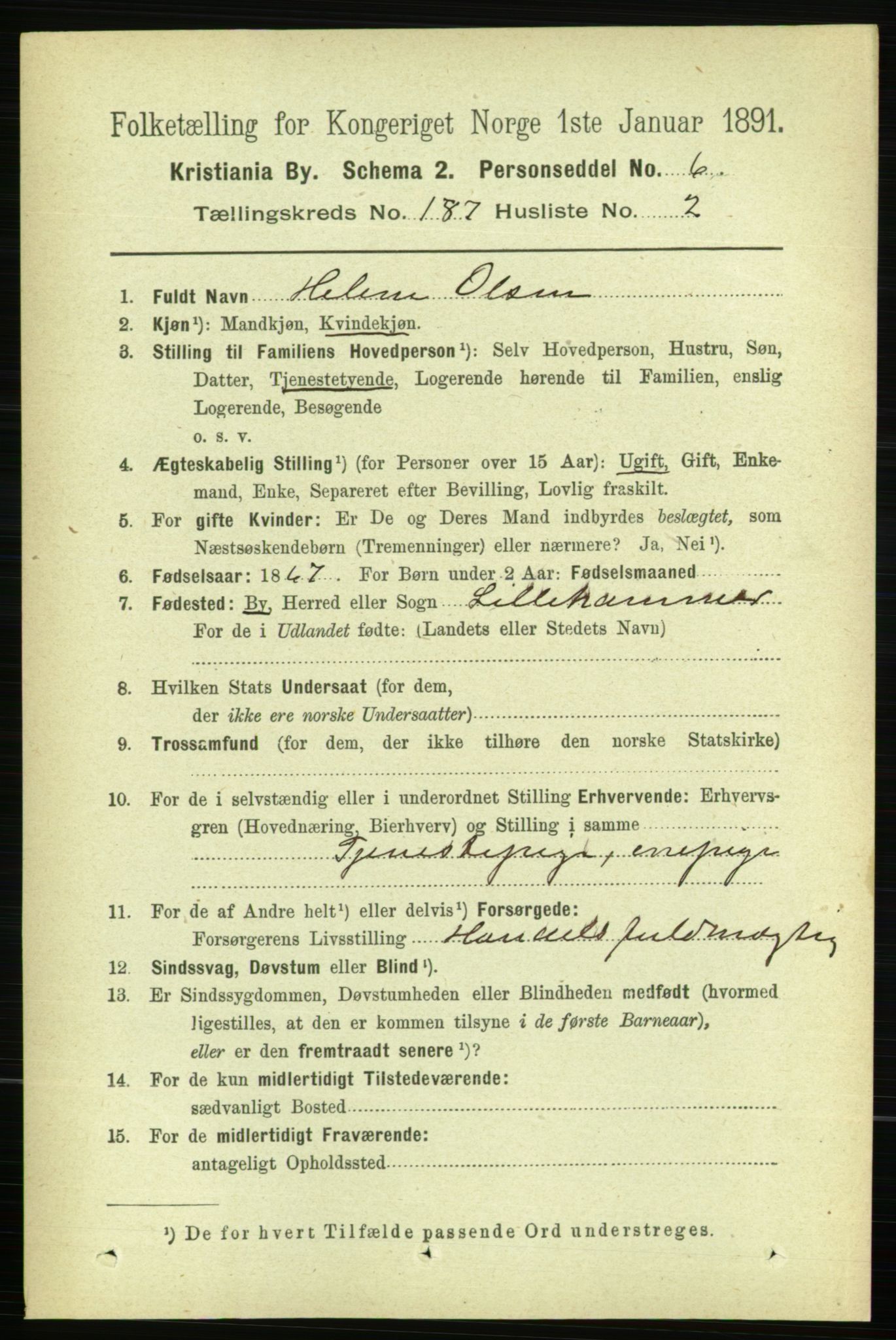 RA, 1891 census for 0301 Kristiania, 1891, p. 111992