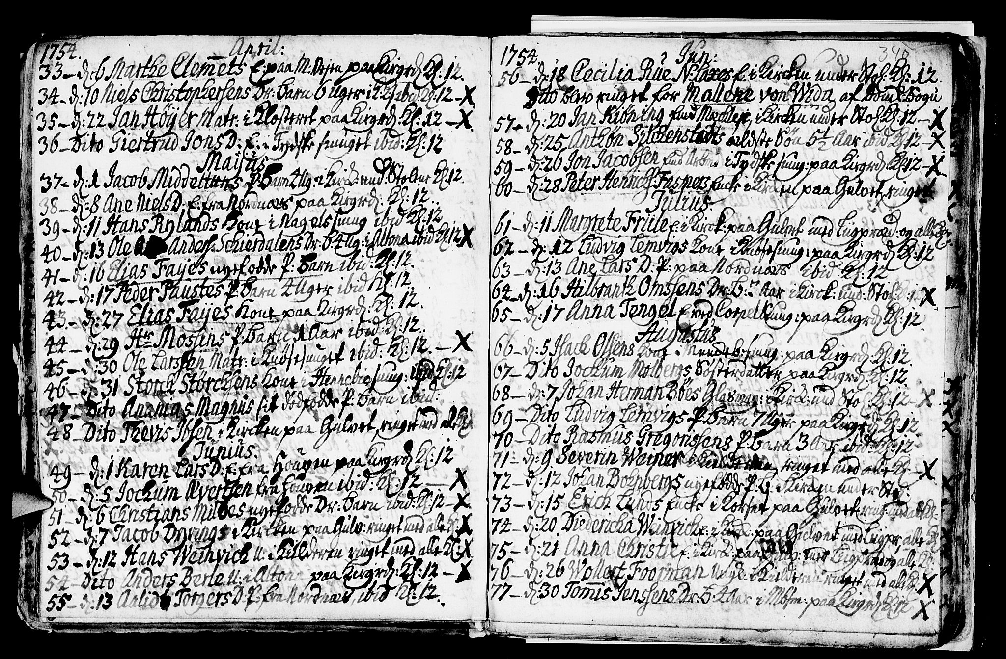 Nykirken Sokneprestembete, AV/SAB-A-77101/H/Haa/L0009: Parish register (official) no. A 9, 1689-1759, p. 340