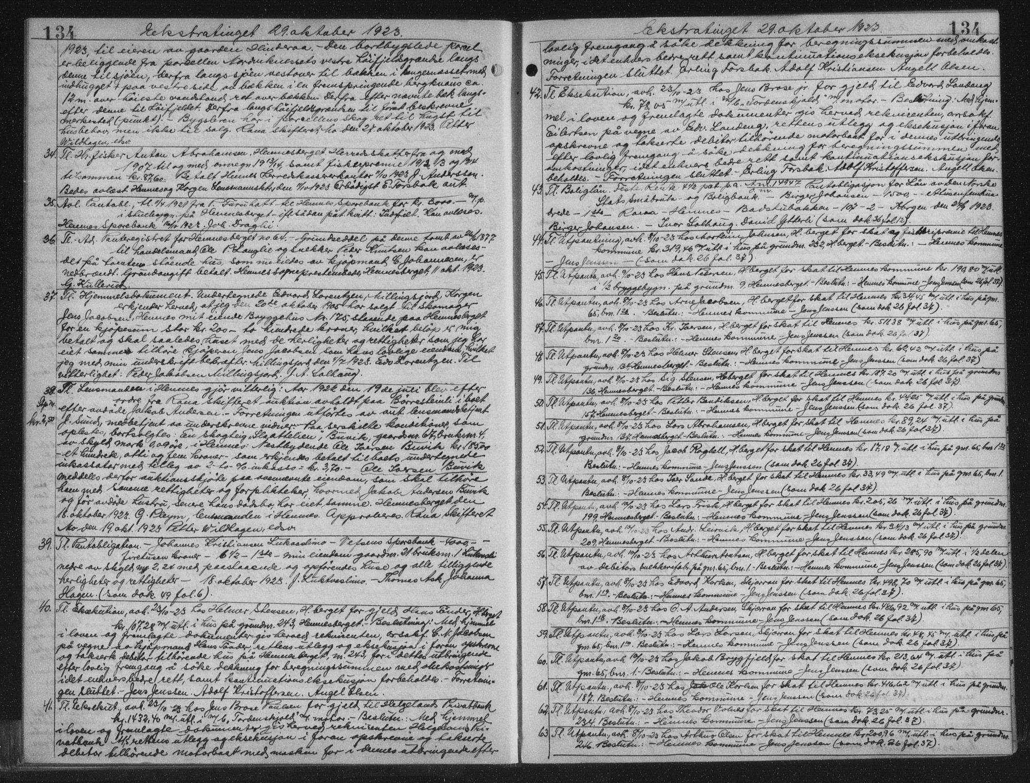 Rana sorenskriveri , AV/SAT-A-1108/1/2/2C/L0018: Mortgage book no. 18, 1923-1928, p. 134, Deed date: 29.10.1923