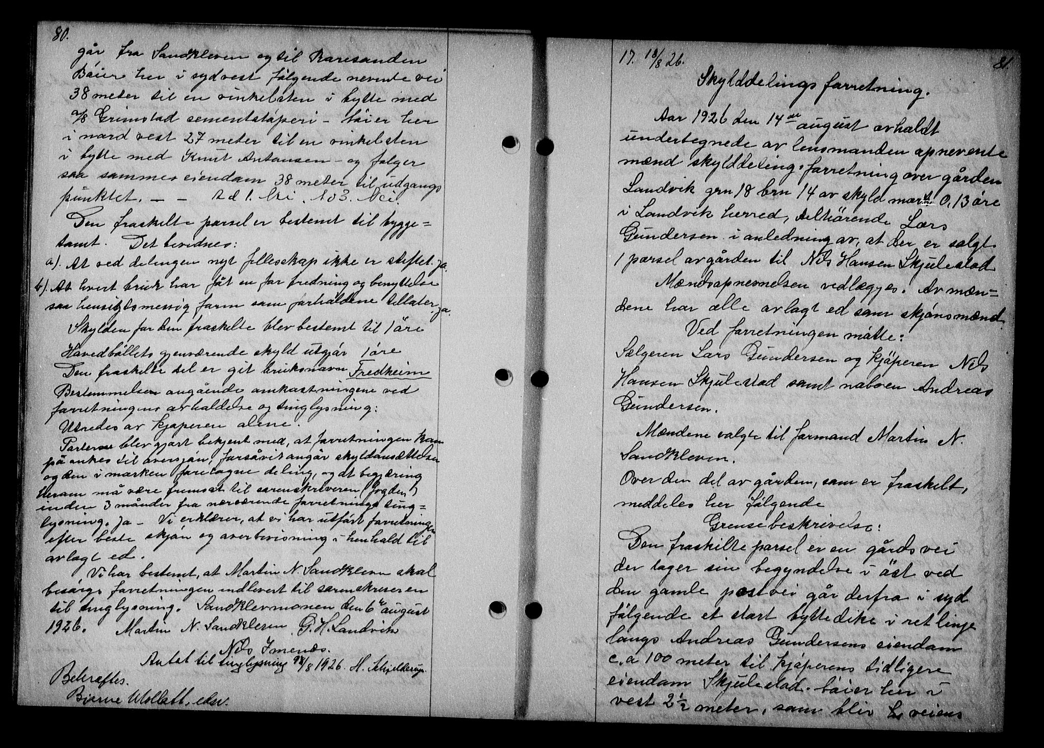 Vestre Nedenes/Sand sorenskriveri, AV/SAK-1221-0010/G/Gb/Gba/L0036: Mortgage book no. 62, 1926-1928, p. 80-81