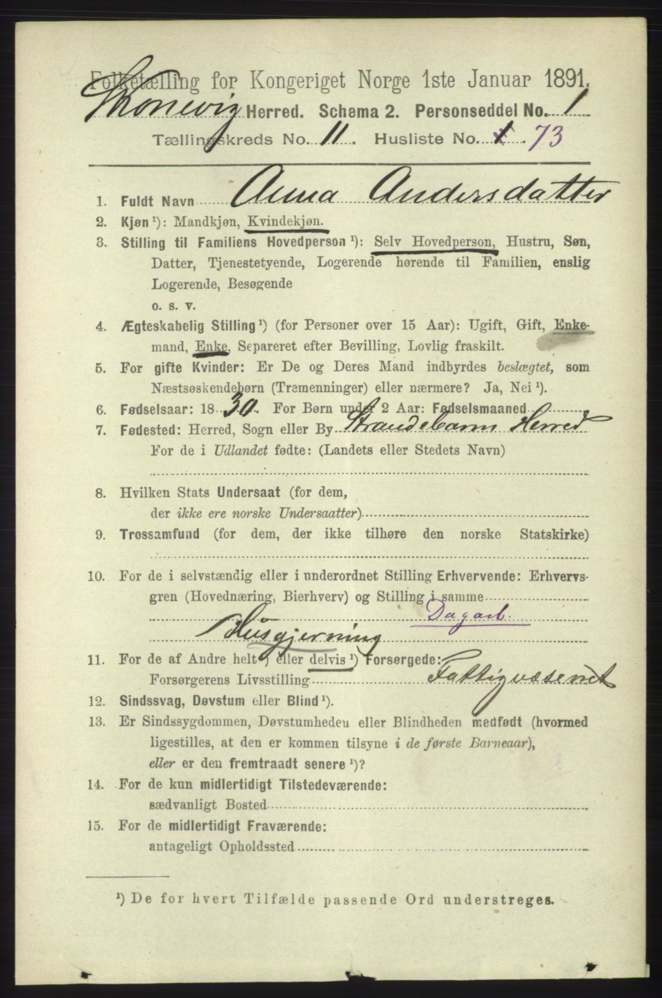 RA, 1891 census for 1212 Skånevik, 1891, p. 3707