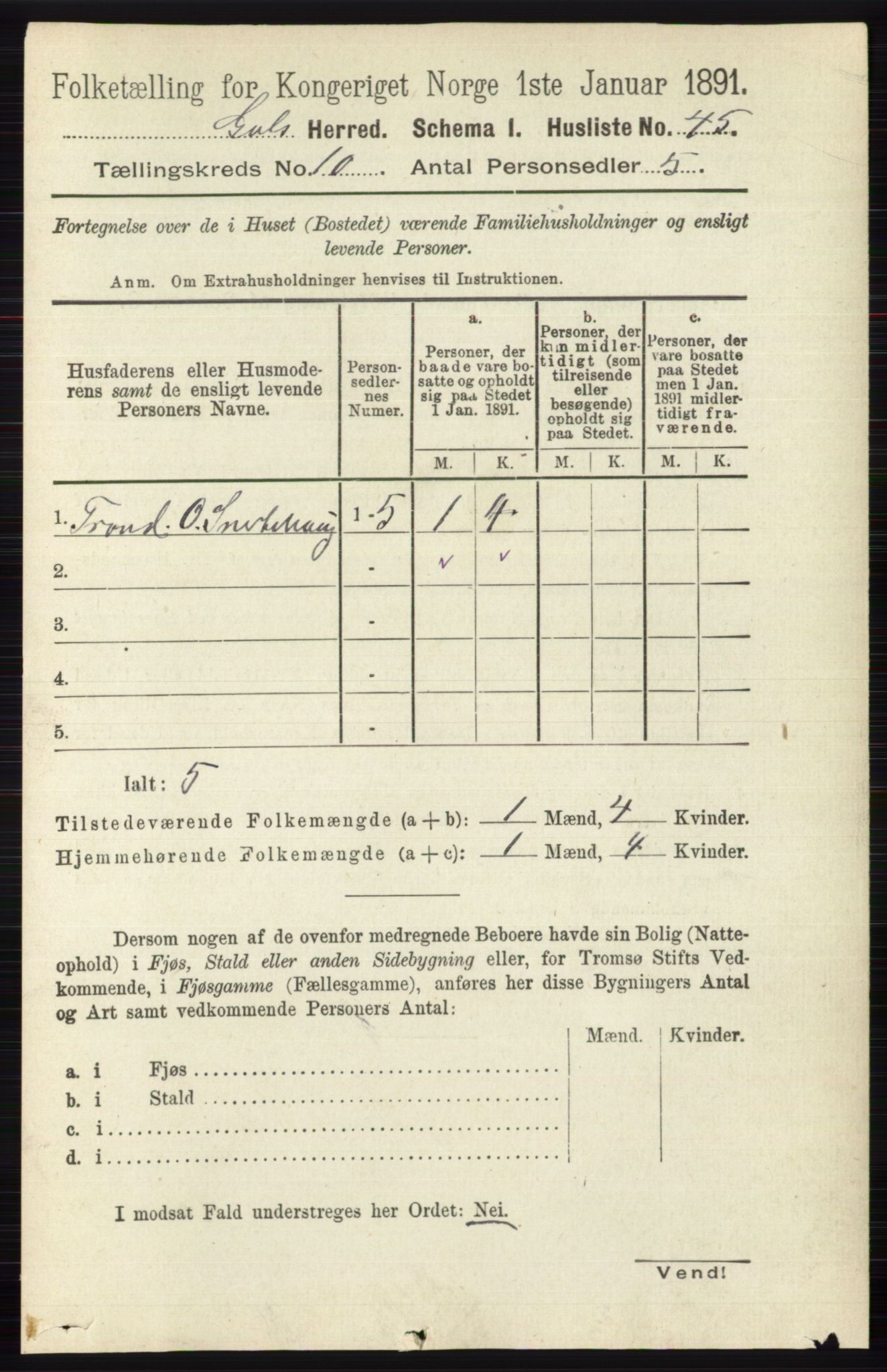 RA, 1891 census for 0617 Gol og Hemsedal, 1891, p. 4025