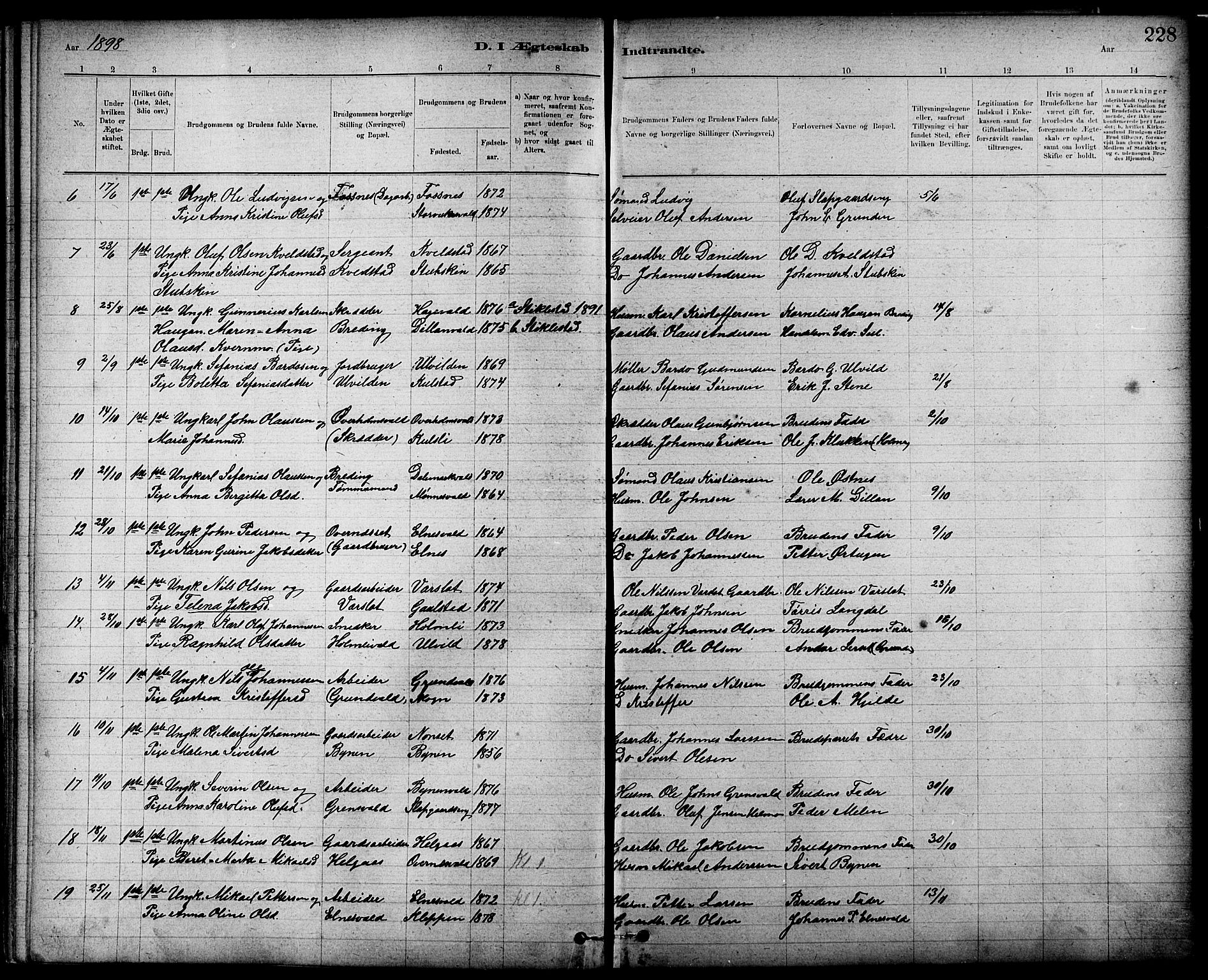 Ministerialprotokoller, klokkerbøker og fødselsregistre - Nord-Trøndelag, AV/SAT-A-1458/724/L0267: Parish register (copy) no. 724C03, 1879-1898, p. 228