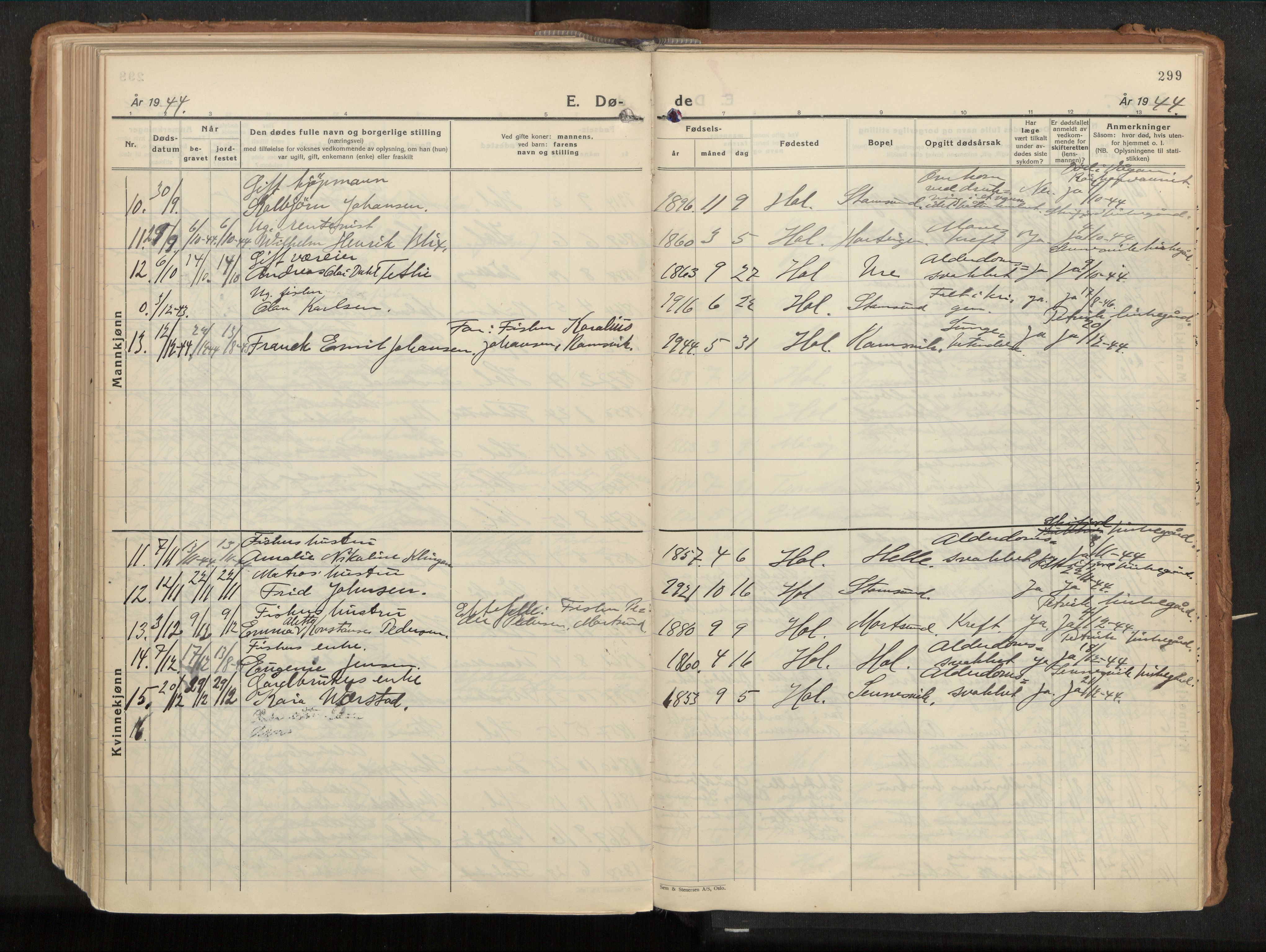 Ministerialprotokoller, klokkerbøker og fødselsregistre - Nordland, AV/SAT-A-1459/882/L1182: Parish register (official) no. 882A04, 1932-1950, p. 299