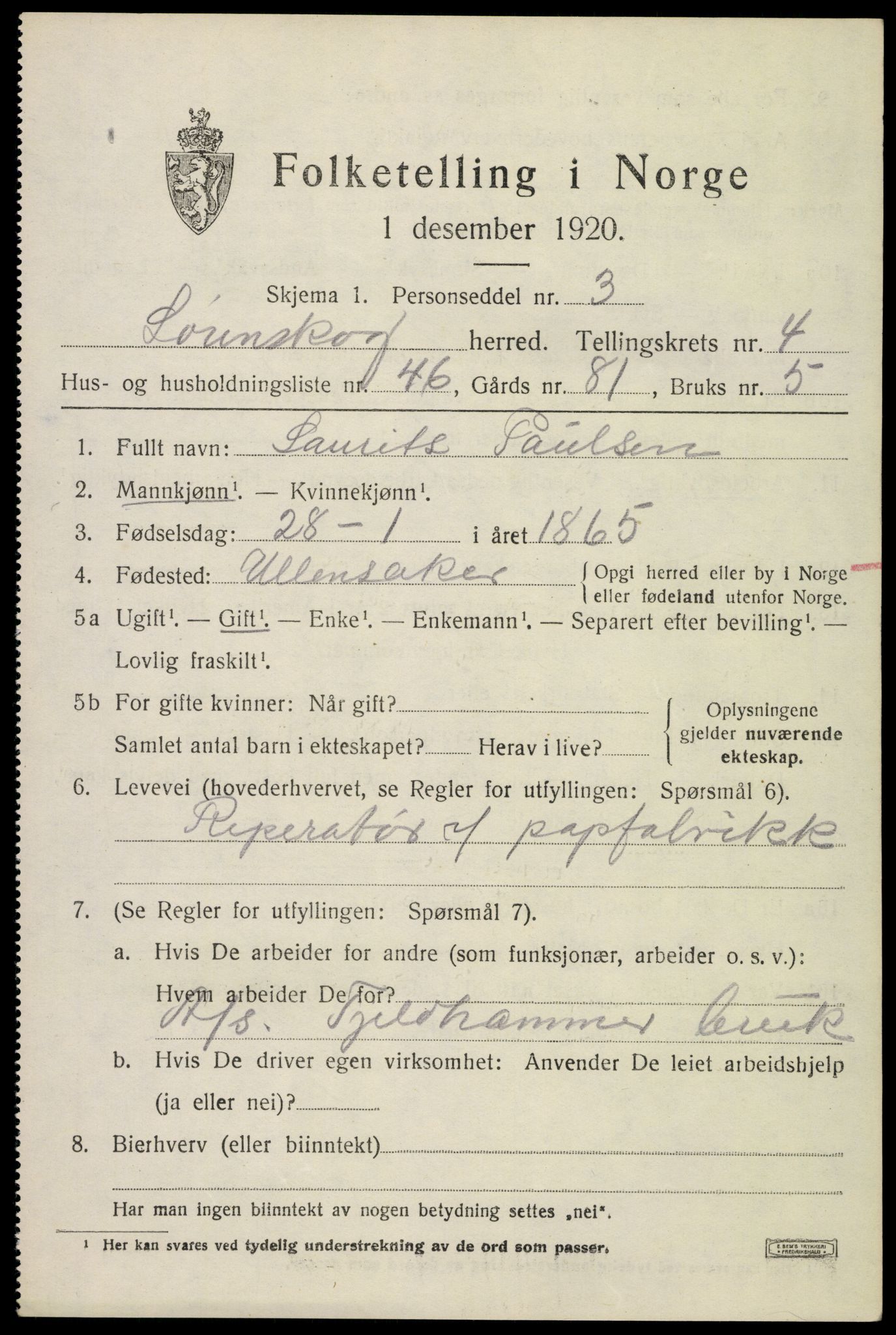 SAO, 1920 census for Lørenskog, 1920, p. 4085