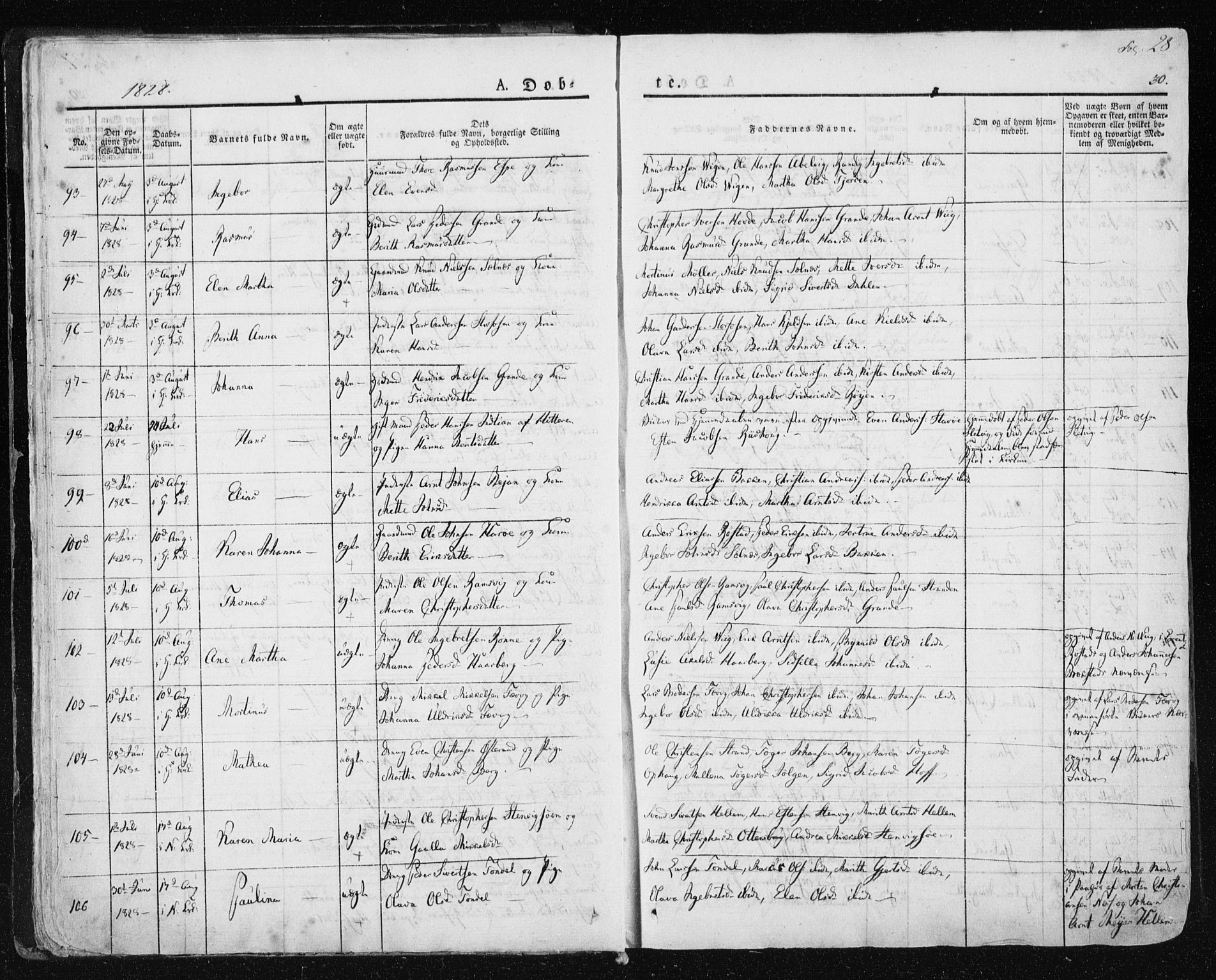 Ministerialprotokoller, klokkerbøker og fødselsregistre - Sør-Trøndelag, SAT/A-1456/659/L0735: Parish register (official) no. 659A05, 1826-1841, p. 28