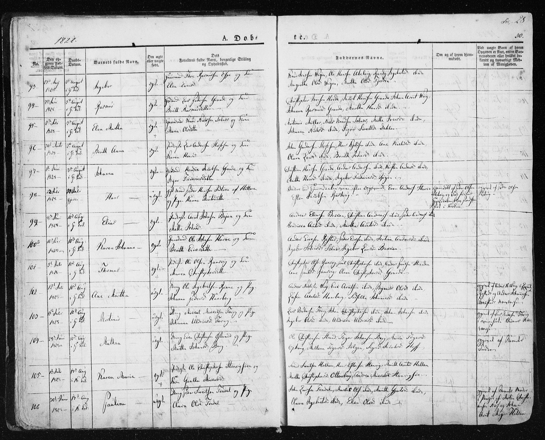 Ministerialprotokoller, klokkerbøker og fødselsregistre - Sør-Trøndelag, AV/SAT-A-1456/659/L0735: Parish register (official) no. 659A05, 1826-1841, p. 28