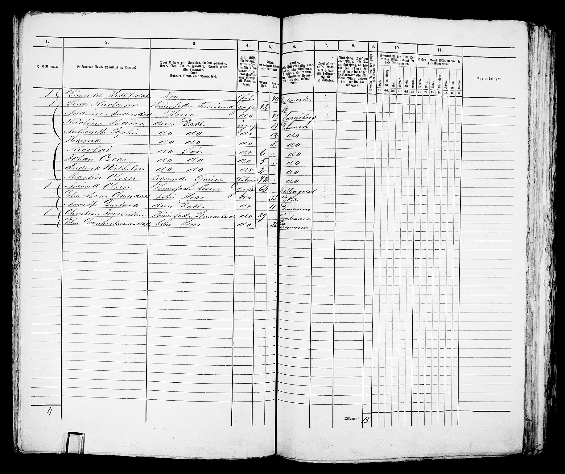 RA, 1865 census for Bragernes in Drammen, 1865, p. 298