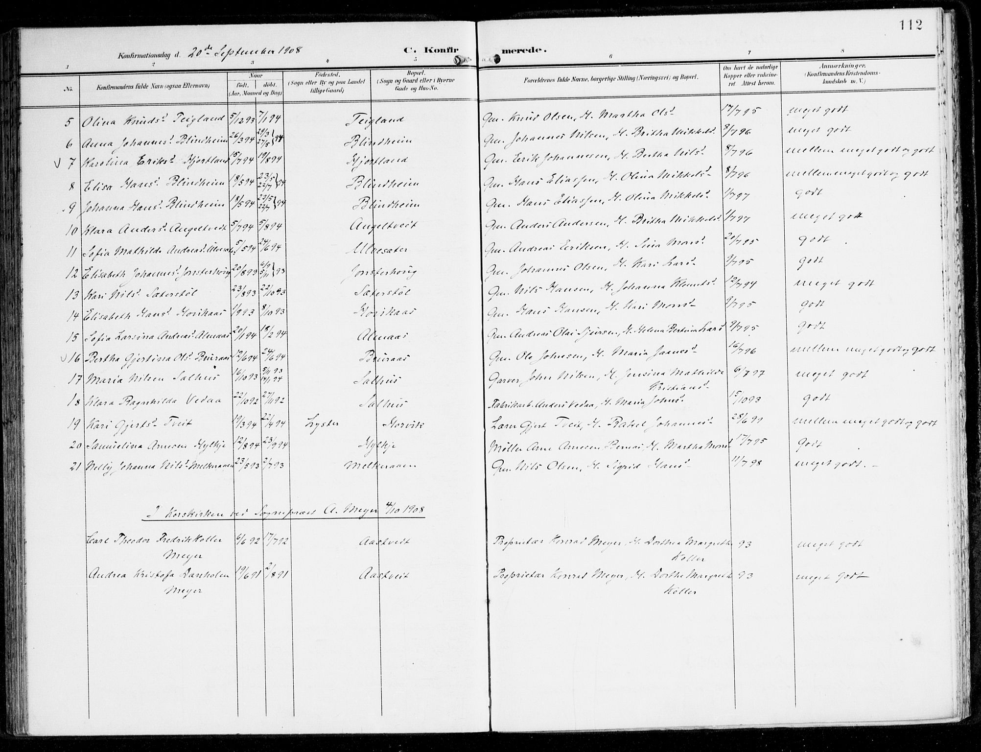 Hamre sokneprestembete, AV/SAB-A-75501/H/Ha/Haa/Haad/L0002: Parish register (official) no. D 2, 1899-1916, p. 112