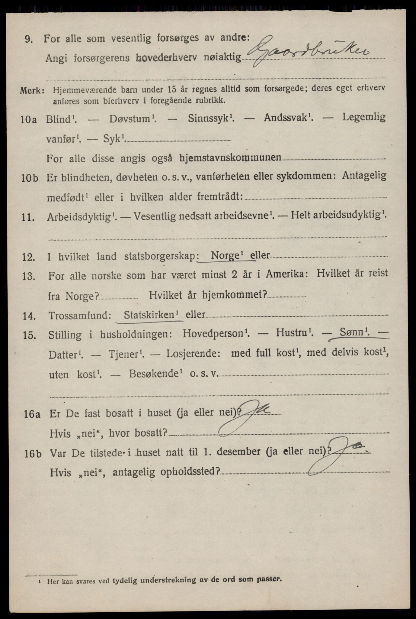 SAST, 1920 census for Klepp, 1920, p. 5923