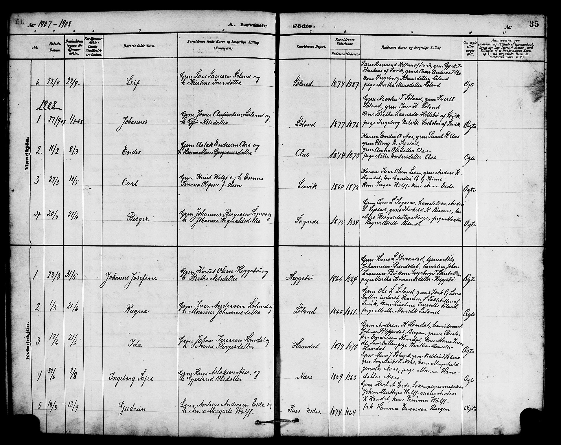 Hyllestad sokneprestembete, SAB/A-80401: Parish register (copy) no. B 2, 1889-1915, p. 35