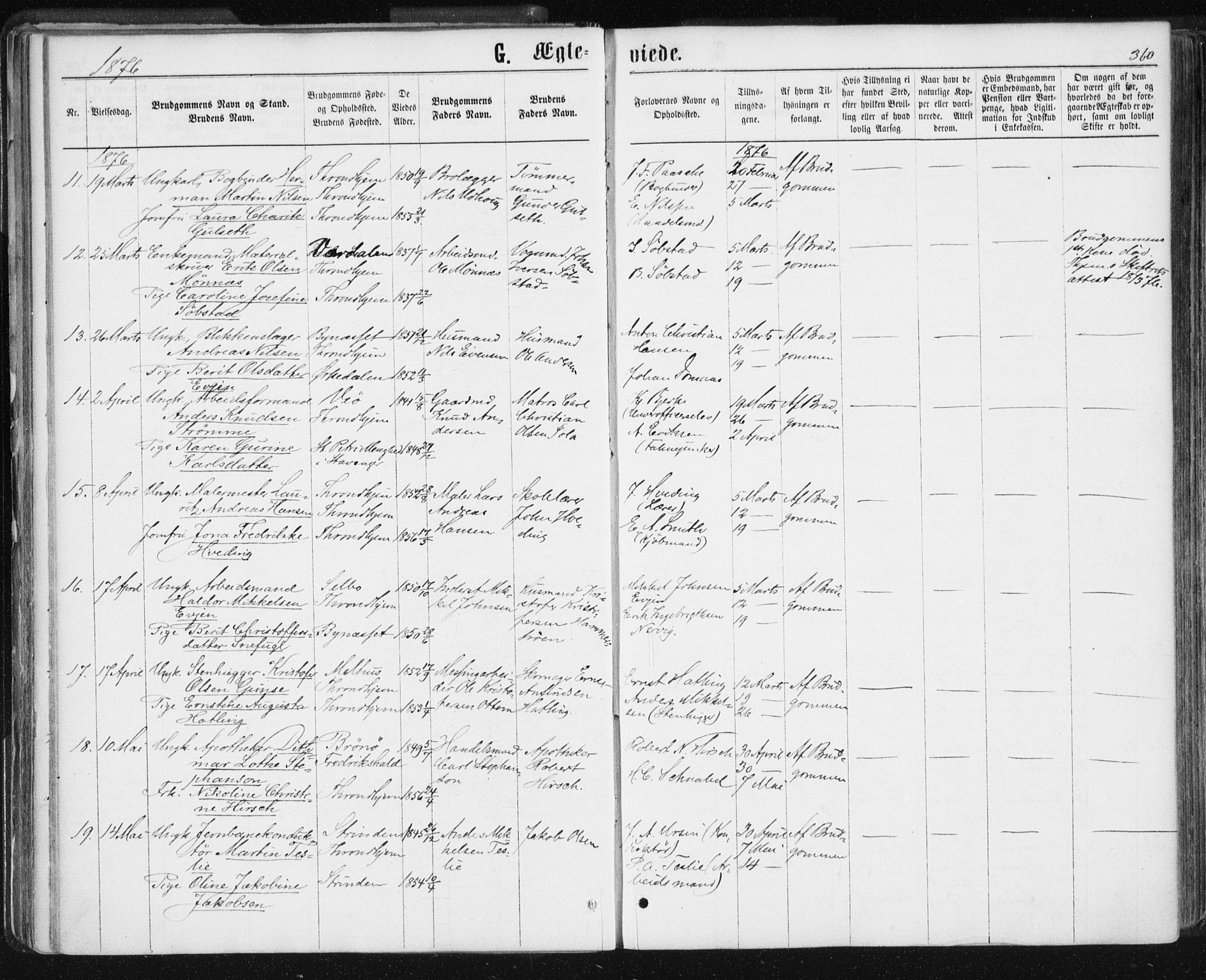 Ministerialprotokoller, klokkerbøker og fødselsregistre - Sør-Trøndelag, SAT/A-1456/601/L0055: Parish register (official) no. 601A23, 1866-1877, p. 360