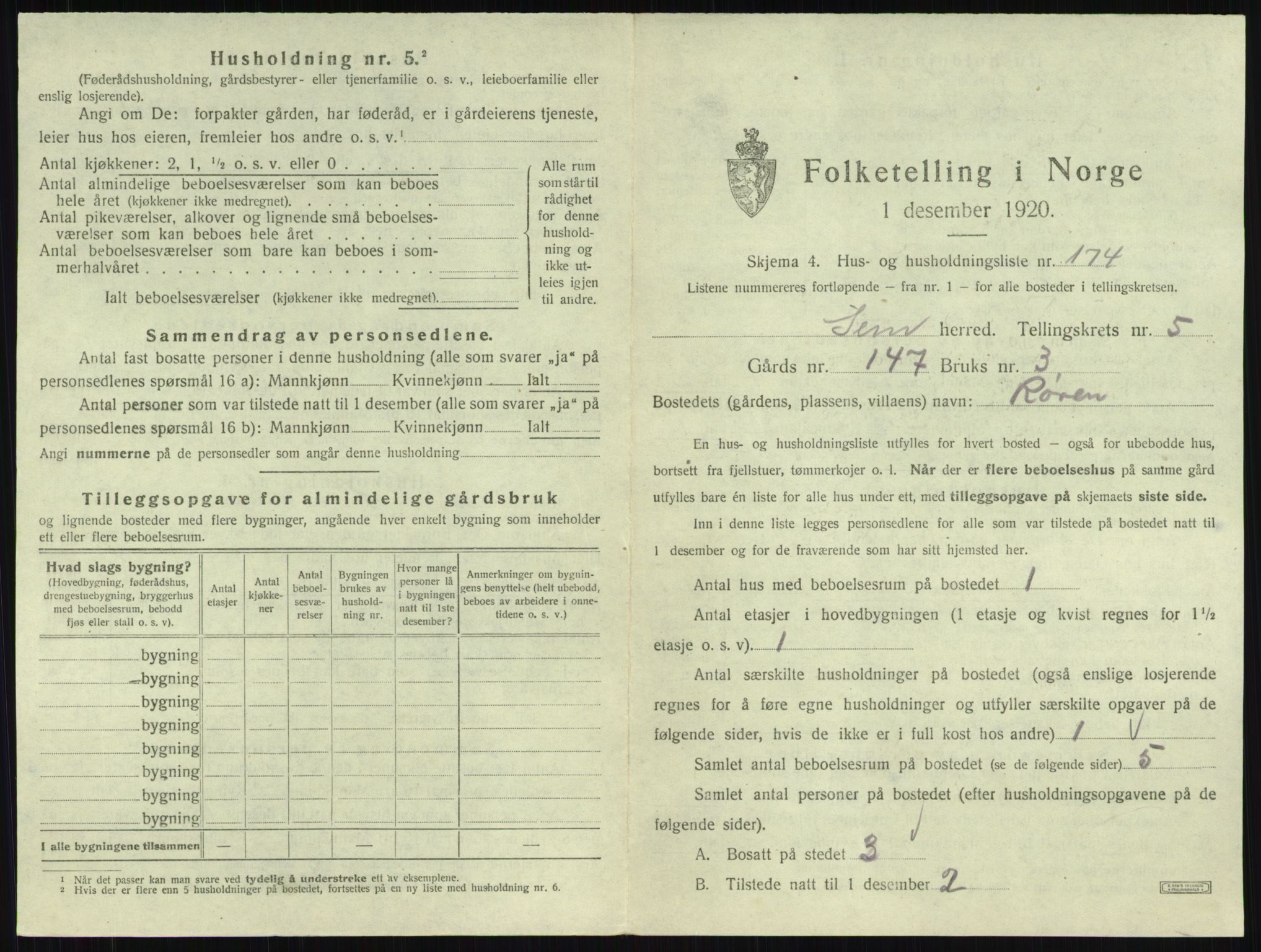 SAKO, 1920 census for Sem, 1920, p. 1240