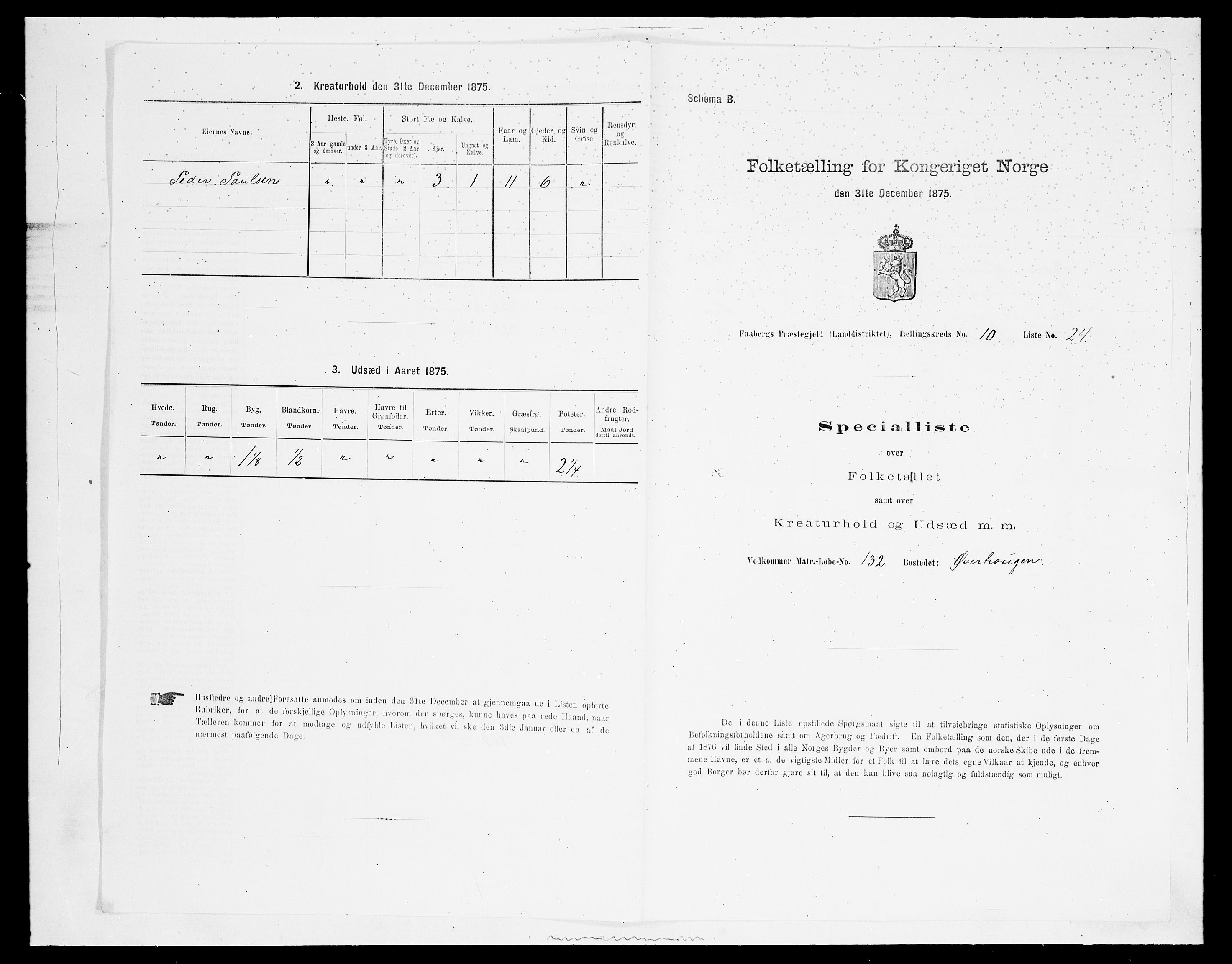 SAH, 1875 census for 0524L Fåberg/Fåberg og Lillehammer, 1875, p. 1258