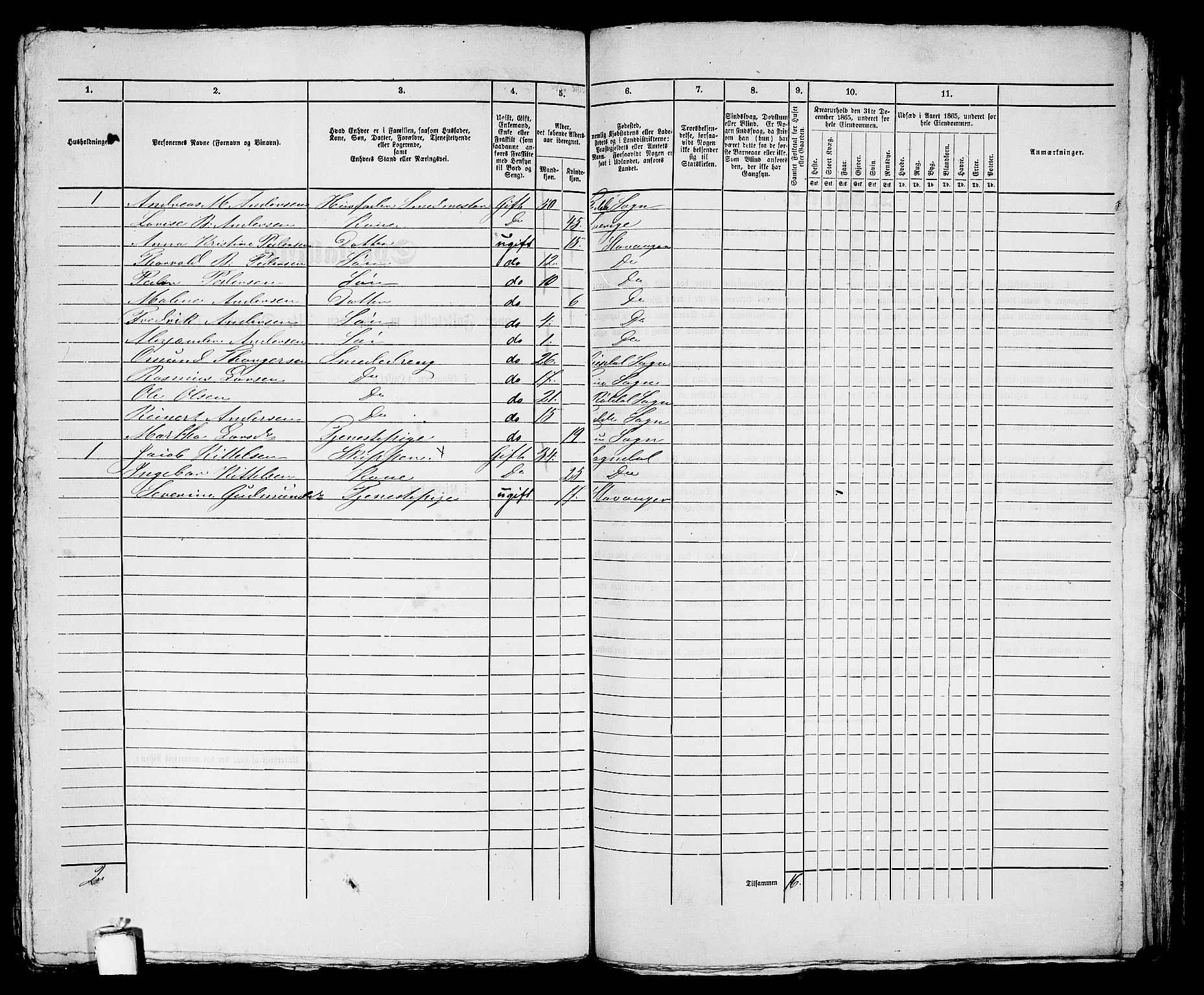 RA, 1865 census for Stavanger, 1865, p. 1435