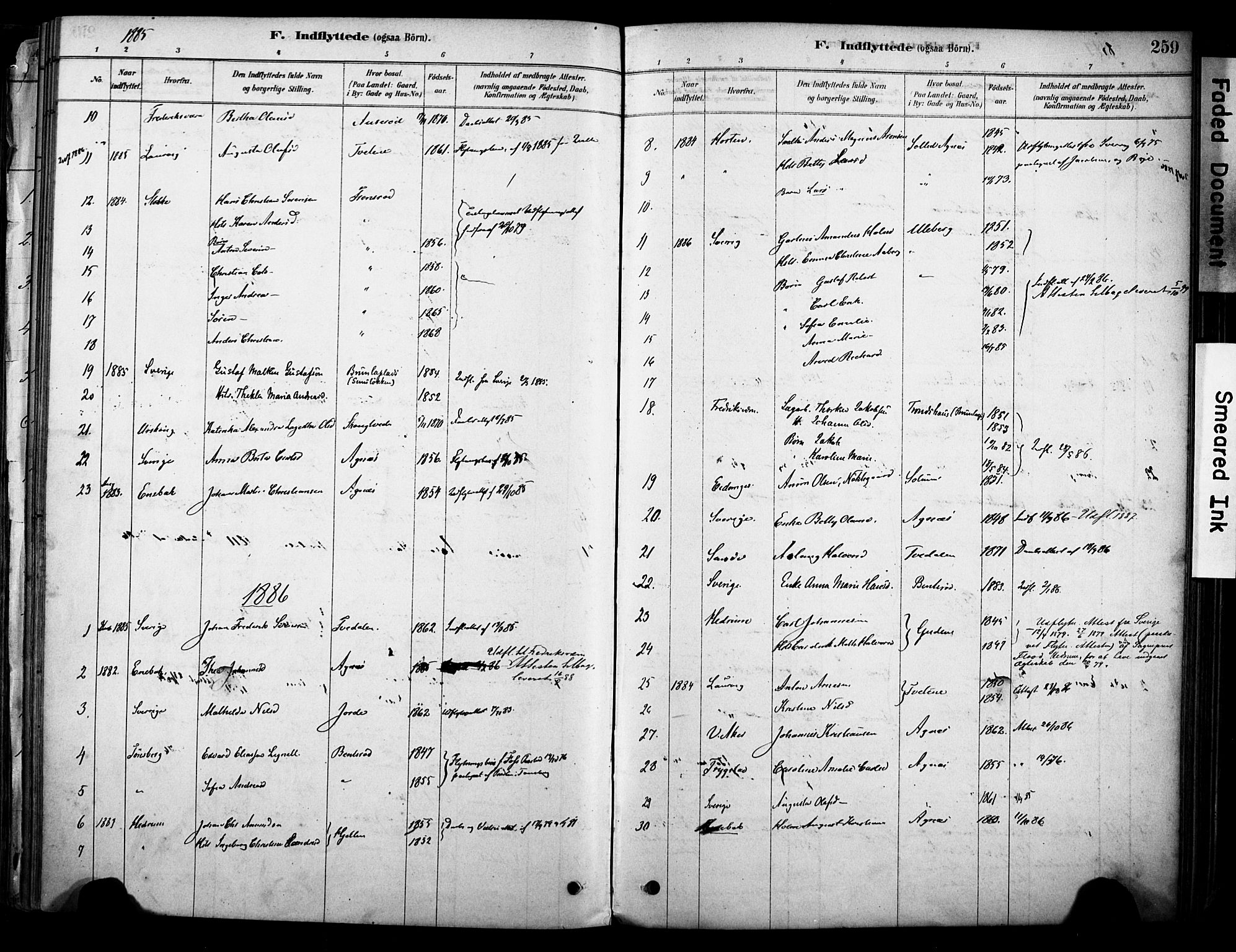 Brunlanes kirkebøker, AV/SAKO-A-342/F/Fc/L0001: Parish register (official) no. III 1, 1878-1899, p. 259