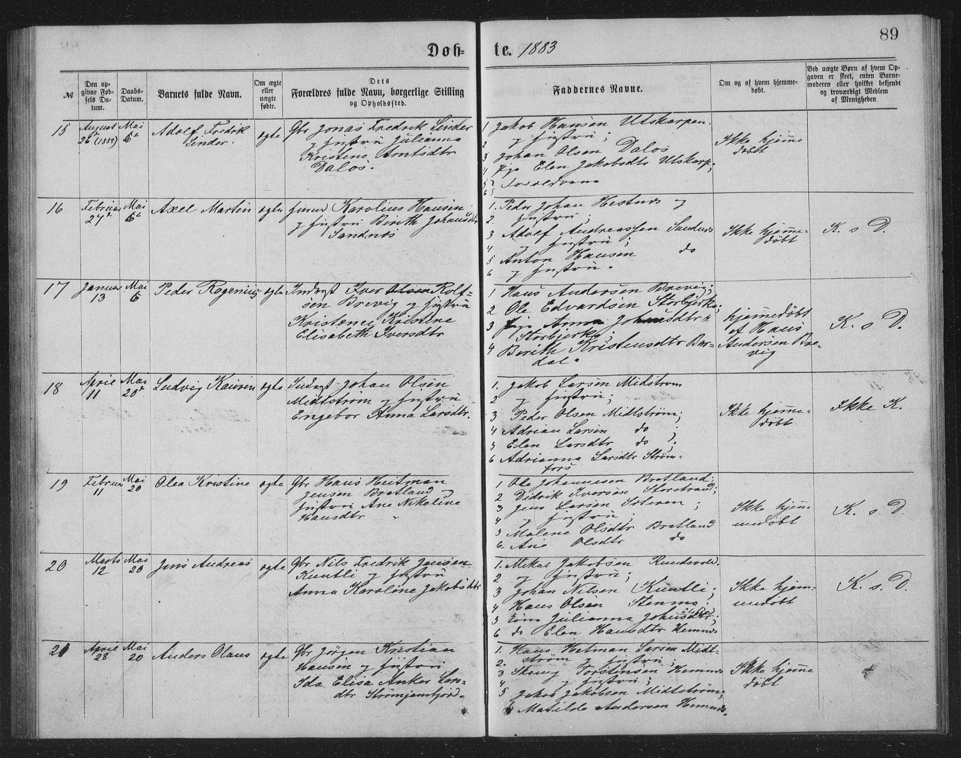 Ministerialprotokoller, klokkerbøker og fødselsregistre - Nordland, AV/SAT-A-1459/825/L0369: Parish register (copy) no. 825C06, 1873-1885, p. 89