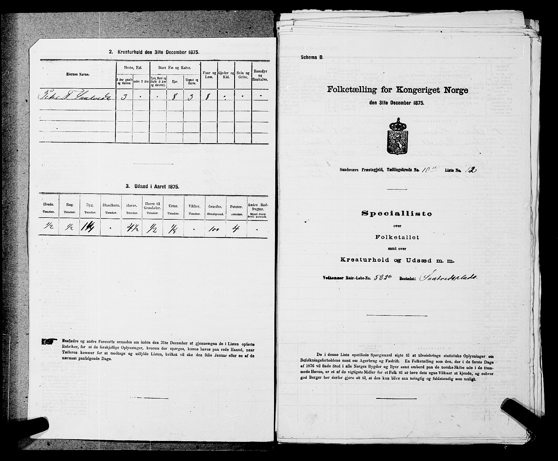 SAKO, 1875 census for 0629P Sandsvær, 1875, p. 1577