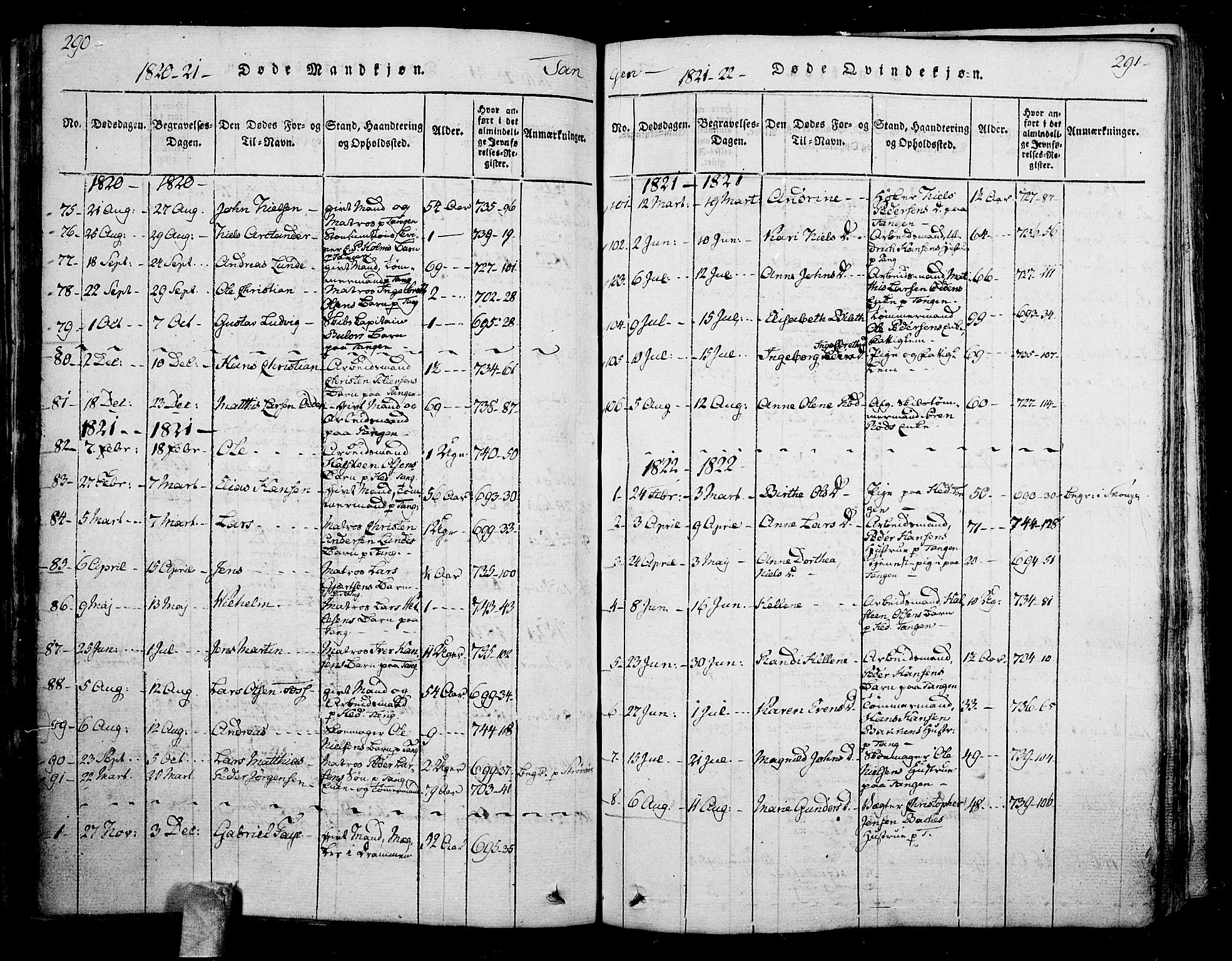 Skoger kirkebøker, AV/SAKO-A-59/F/Fa/L0002: Parish register (official) no. I 2 /2, 1814-1842, p. 290-291