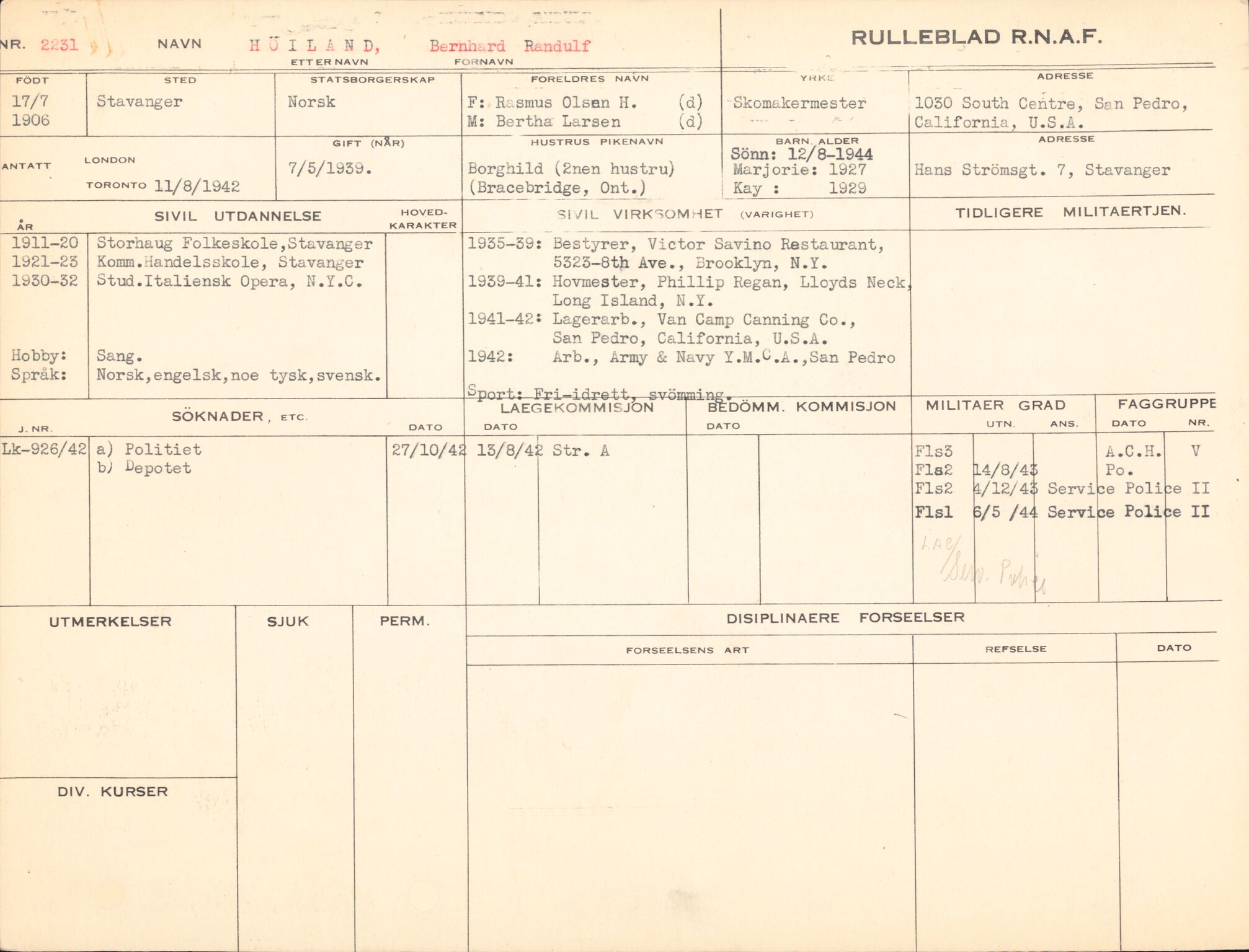 Forsvaret, Forsvarets overkommando/Luftforsvarsstaben, AV/RA-RAFA-4079/P/Pa/L0013: Personellmapper, 1905, p. 208