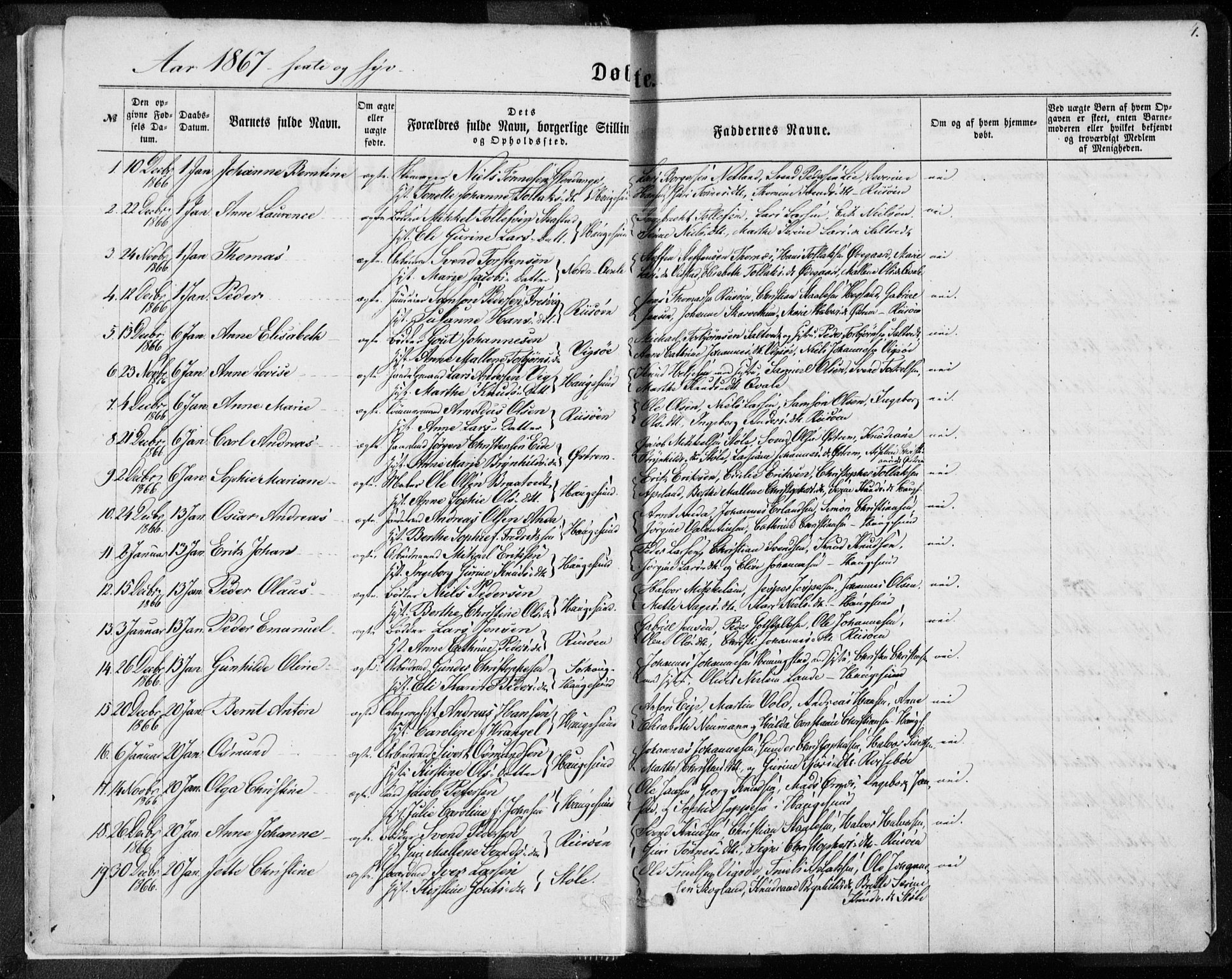 Torvastad sokneprestkontor, AV/SAST-A -101857/H/Ha/Haa/L0012: Parish register (official) no. A 12.1, 1867-1877, p. 4