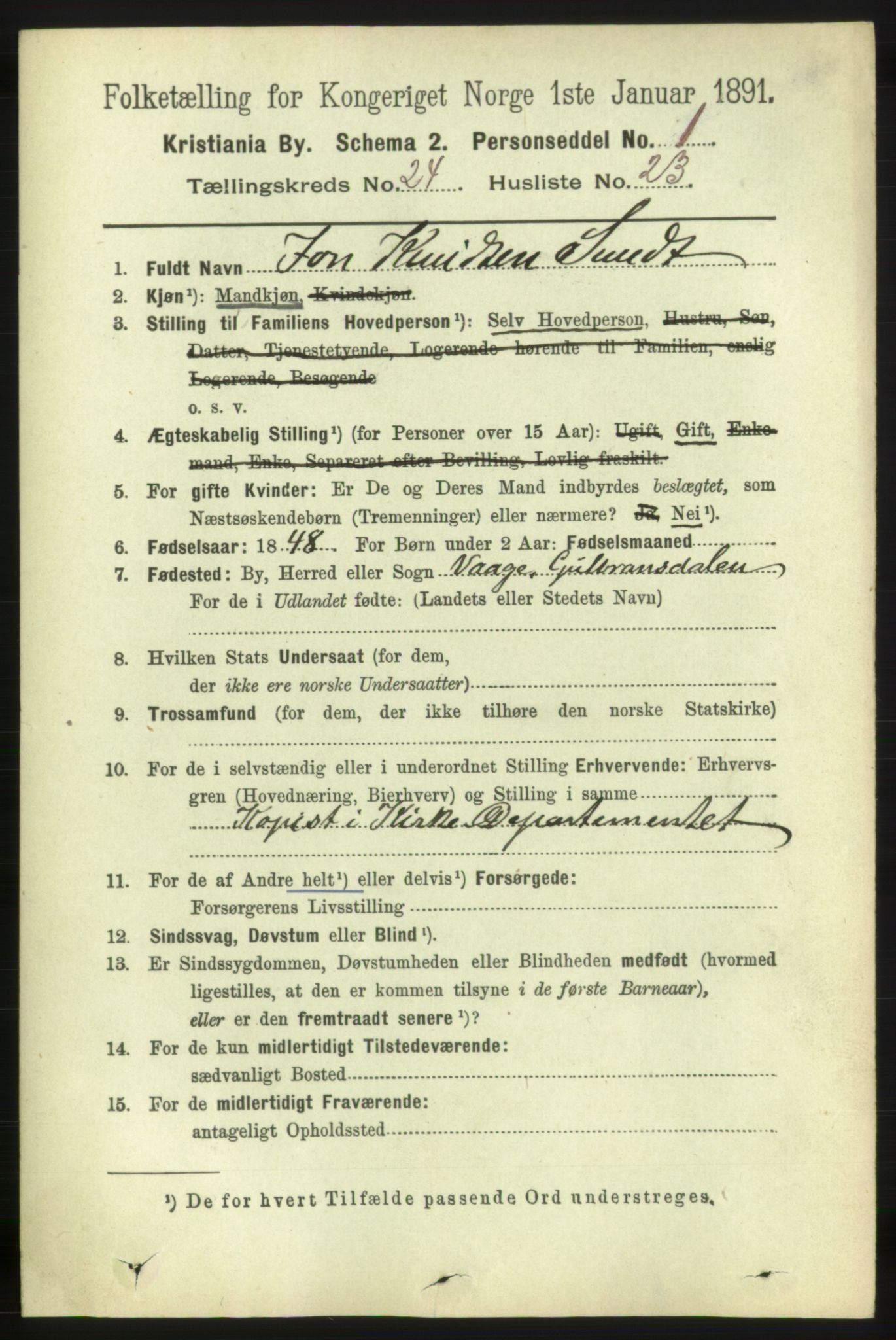 RA, 1891 census for 0301 Kristiania, 1891, p. 12098
