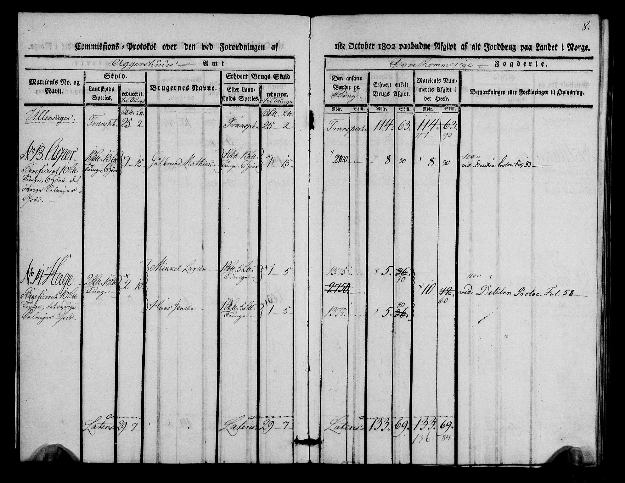 Rentekammeret inntil 1814, Realistisk ordnet avdeling, AV/RA-EA-4070/N/Ne/Nea/L0021: Øvre Romerike fogderi. Kommisjonsprotokoll for Ullensaker og Nannestad prestegjeld, 1803, p. 9