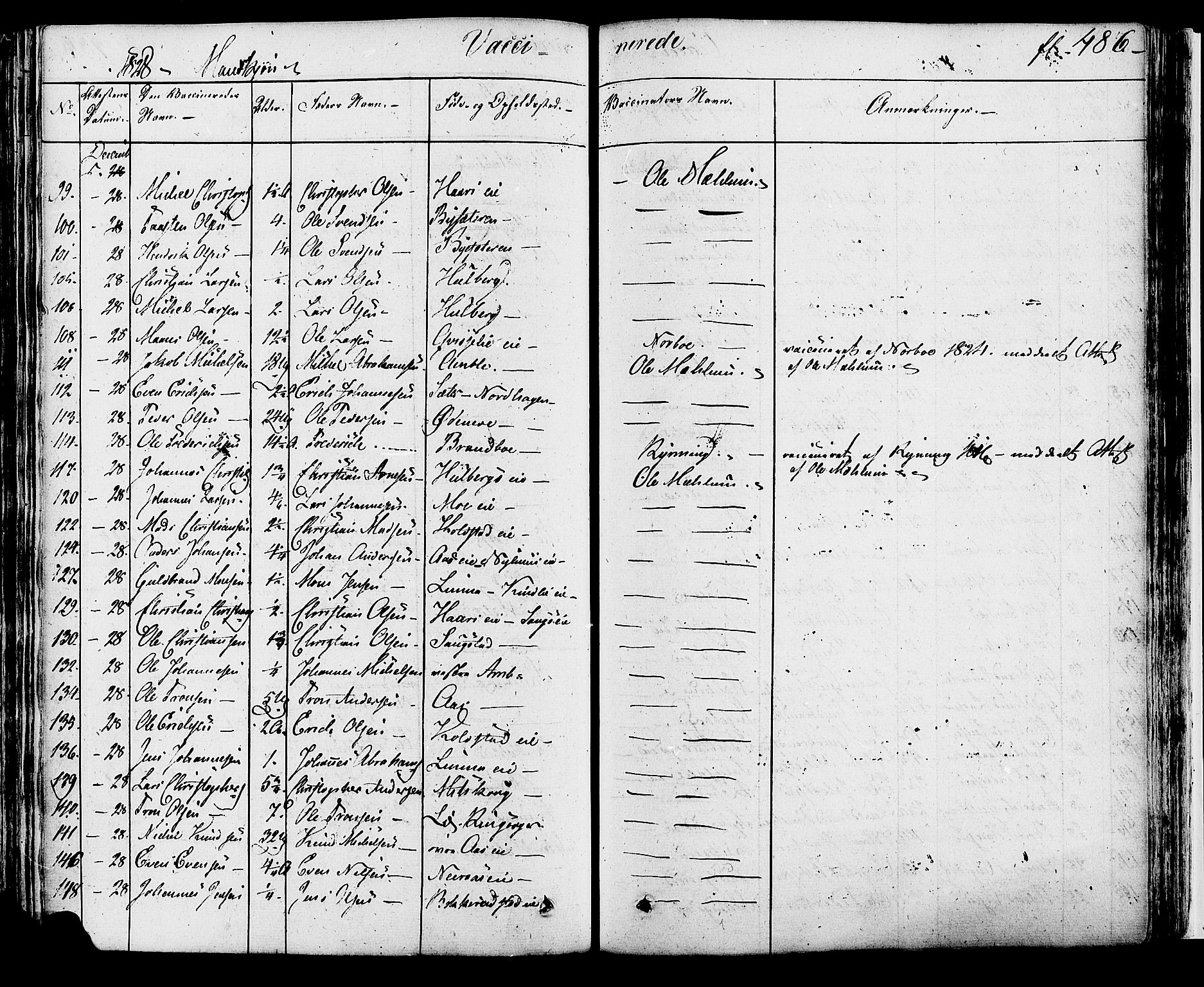 Ringsaker prestekontor, SAH/PREST-014/K/Ka/L0007: Parish register (official) no. 7B, 1826-1837, p. 486