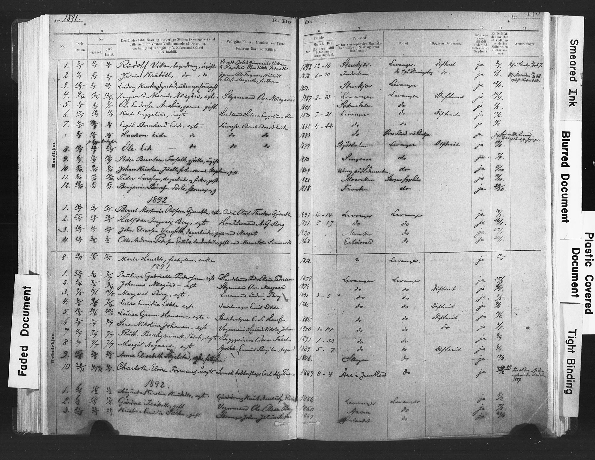 Ministerialprotokoller, klokkerbøker og fødselsregistre - Nord-Trøndelag, SAT/A-1458/720/L0189: Parish register (official) no. 720A05, 1880-1911, p. 115