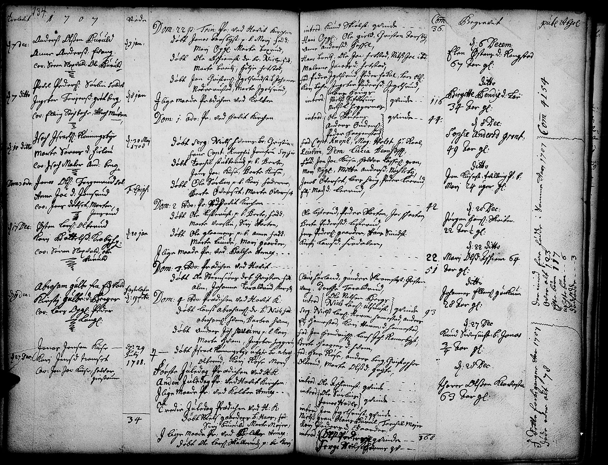 Toten prestekontor, SAH/PREST-102/H/Ha/Haa/L0001: Parish register (official) no. 1, 1695-1713, p. 134