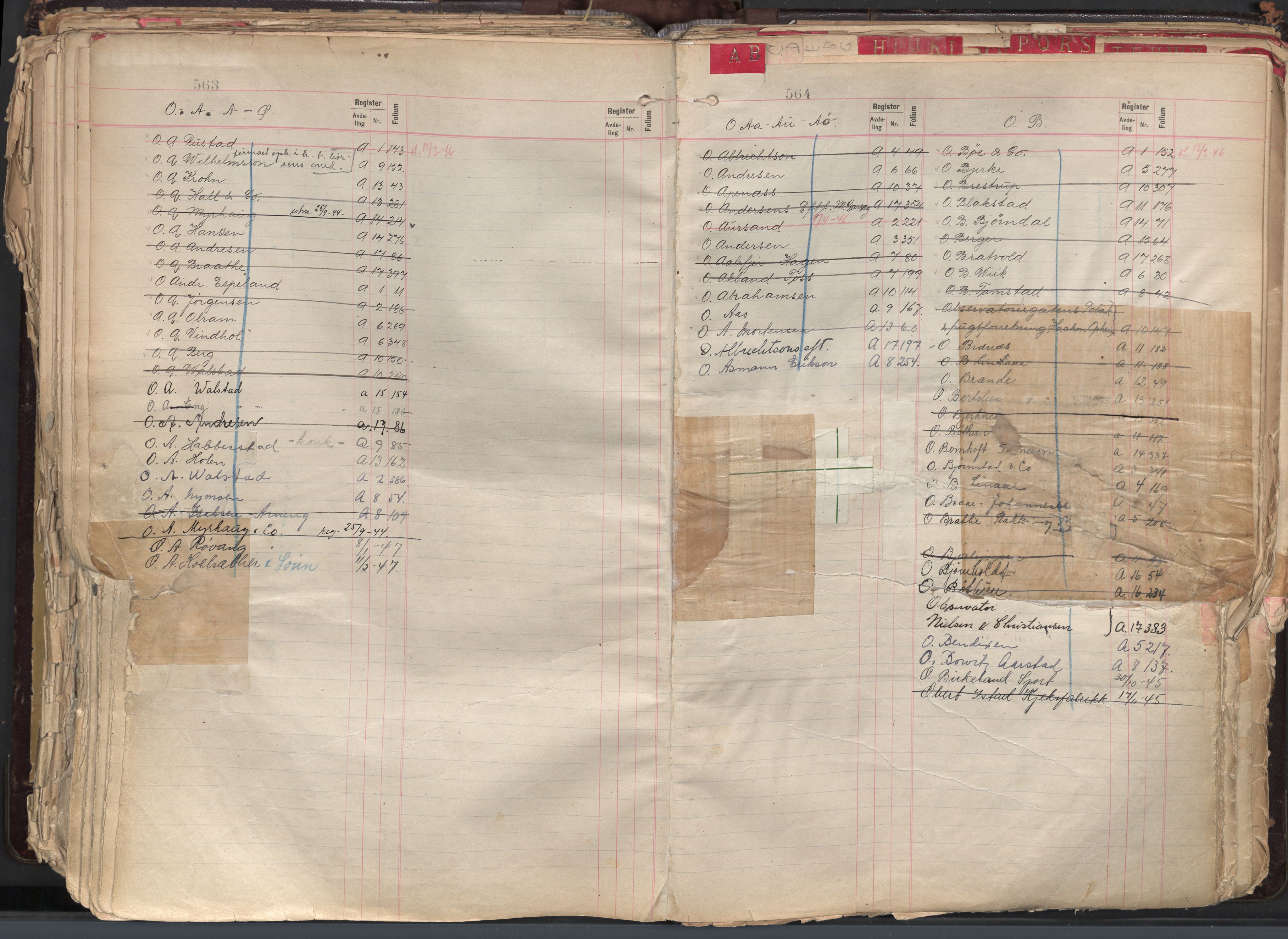 Oslo byfogd avd. II, AV/SAO-A-10942/G/Ga/Gaa/L0004: Firmaregister: A 1-17, ansvarlige firmaer, p. 563-564