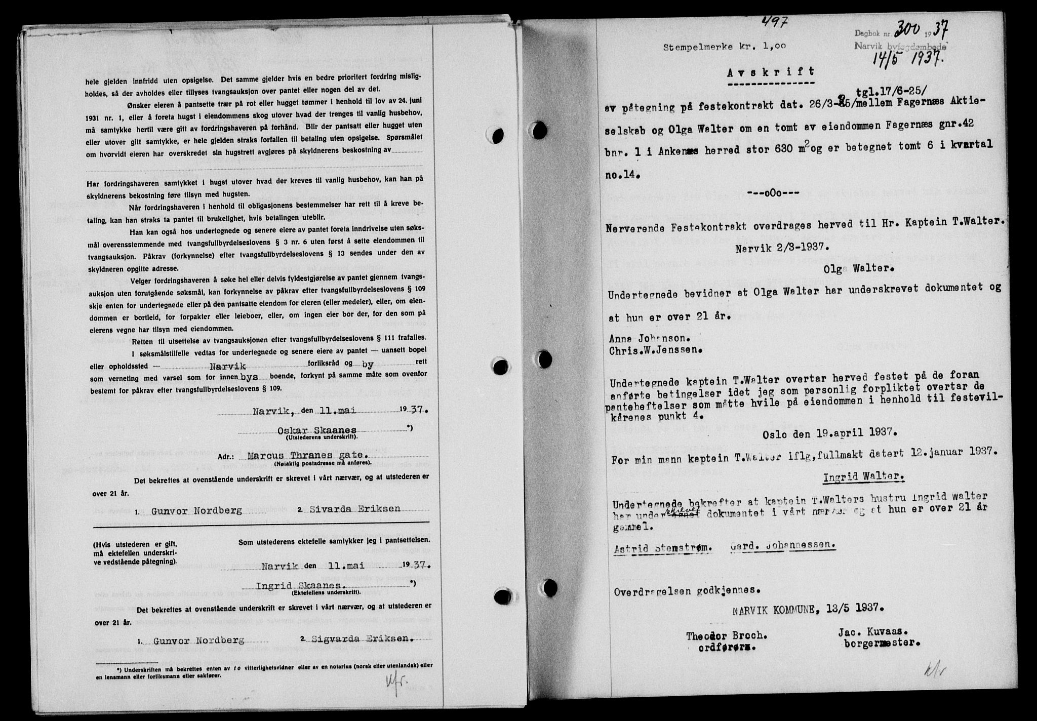 Narvik sorenskriveri, SAT/A-0002/1/2/2C/2Ca/L0011: Mortgage book no. 14, 1935-1937, Deed date: 14.05.1937