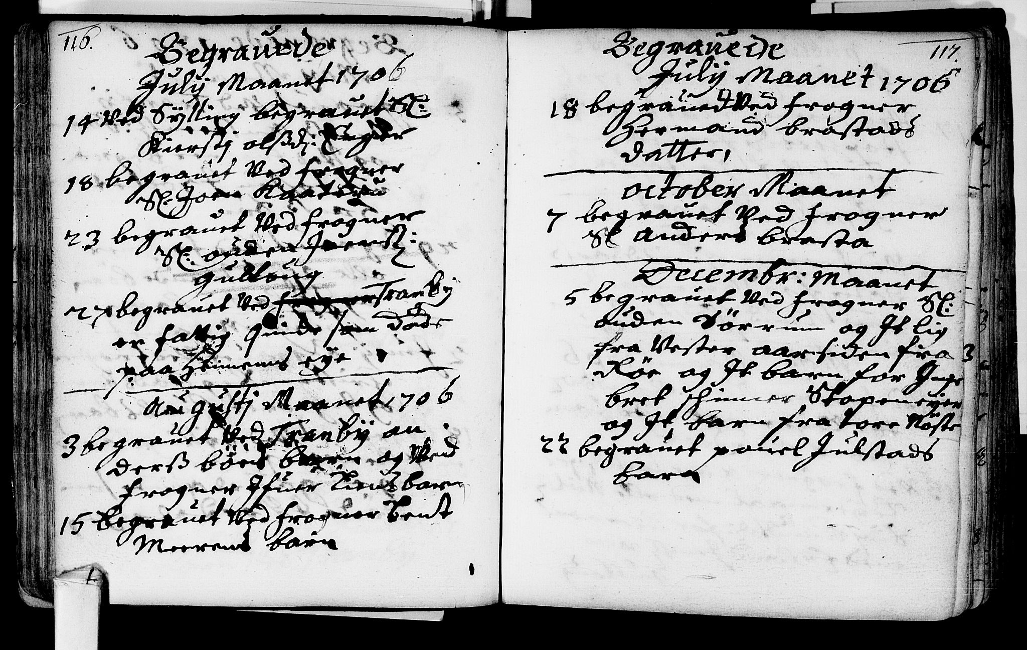 Lier kirkebøker, AV/SAKO-A-230/F/Fa/L0002: Parish register (official) no. I 2, 1701-1726, p. 116-117