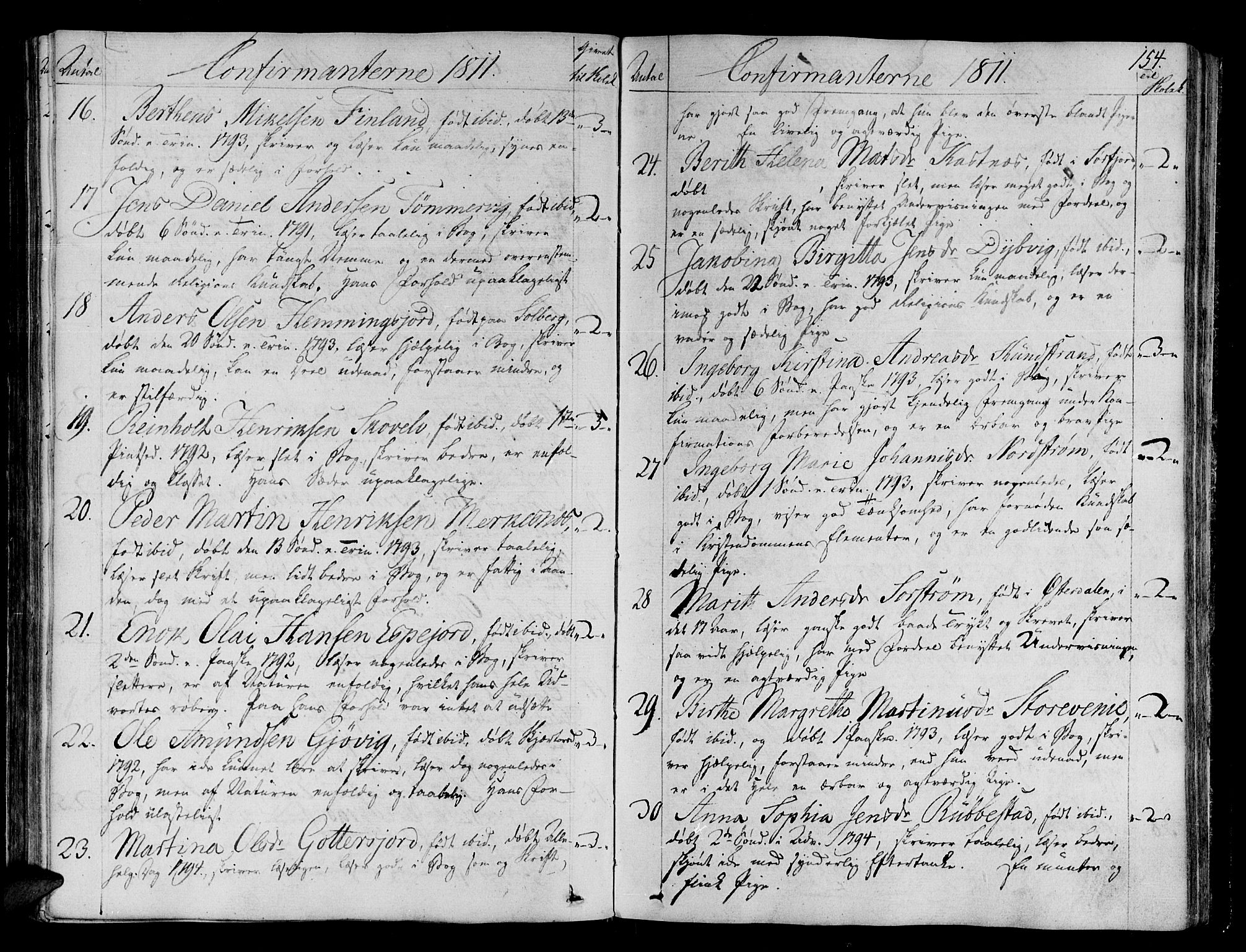 Tranøy sokneprestkontor, SATØ/S-1313/I/Ia/Iaa/L0003kirke: Parish register (official) no. 3, 1807-1820, p. 154